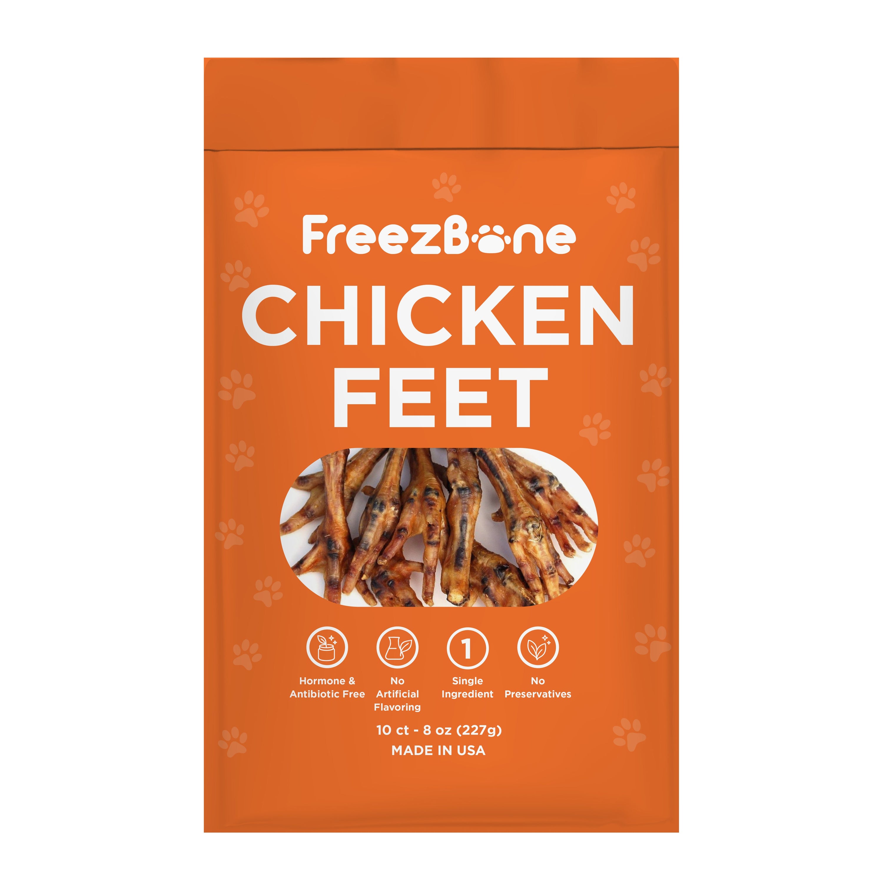 Freezbone Whole Chicken Feet – Human-Grade Single-Ingredient Dental Treats for Dogs