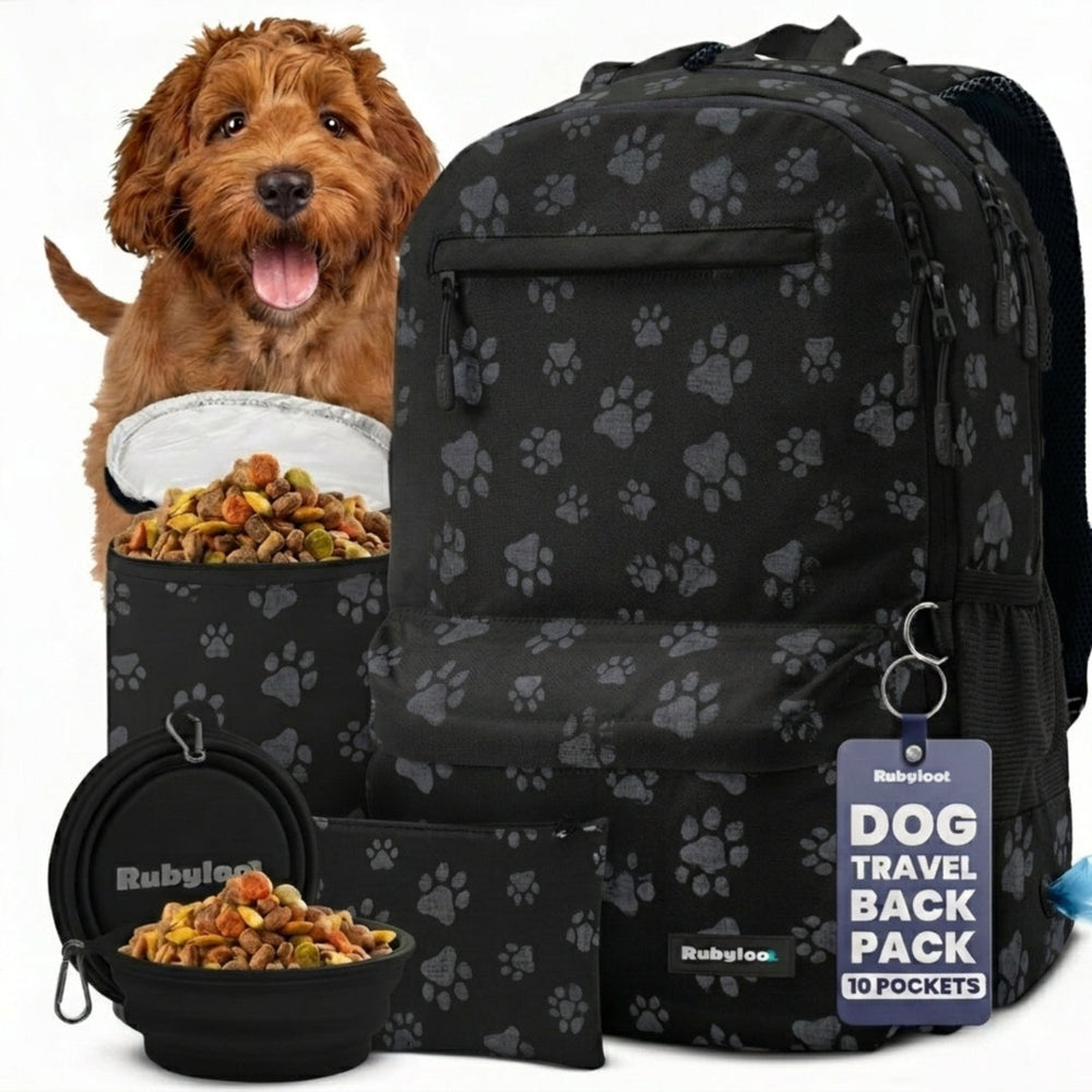 Rubyloo The Original Doggy Bag™ Backpack for Dog Supplies – Airline-Approved Dog Travel Backpack with Food Storage & Collapsible Bowls