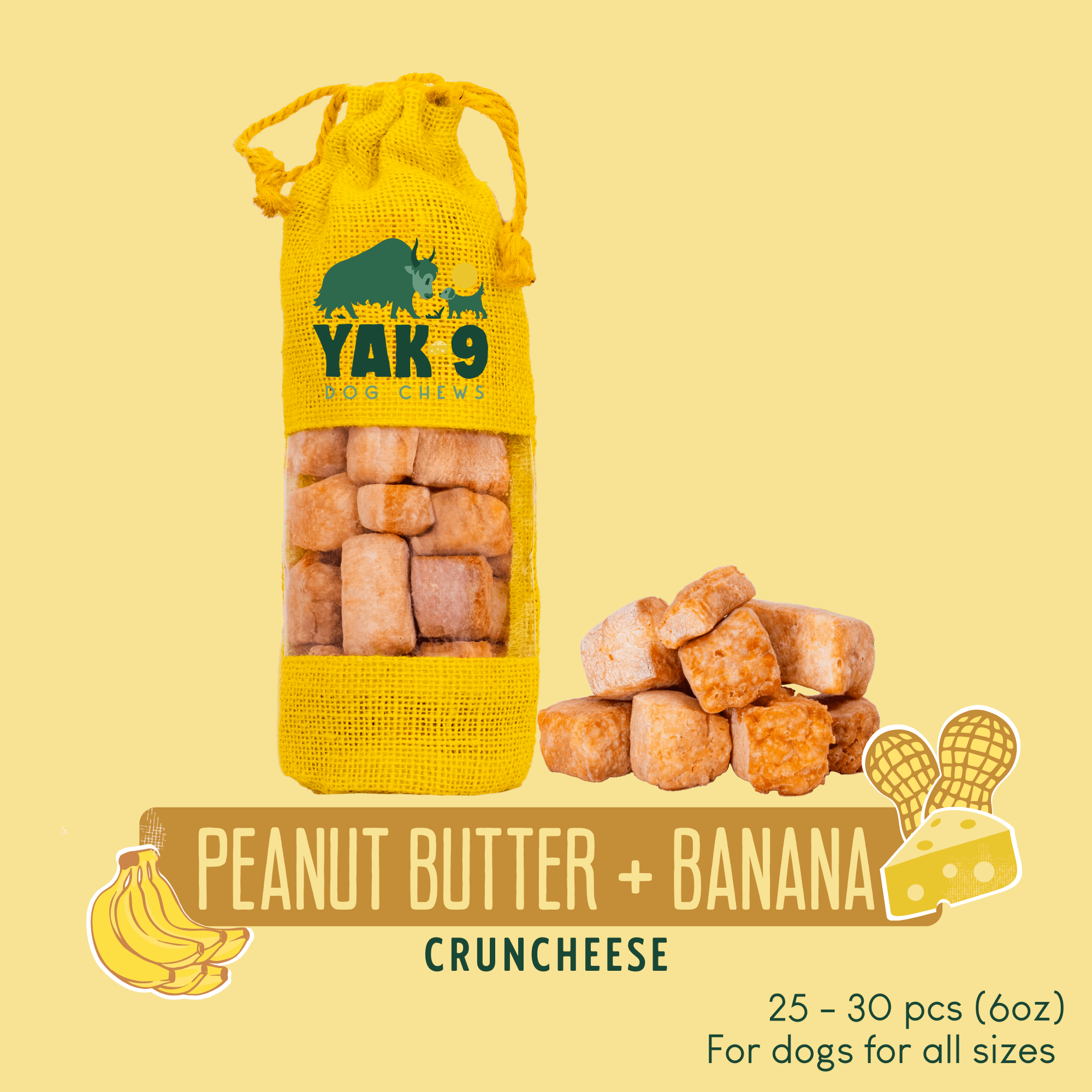 Yak9 CrunCheese Yak Cheese Dog Treats – Crunchy High-Protein Himalayan Training Treats