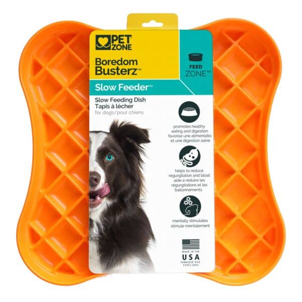 Boredom Busters Orange Slow Feeder Bowl – Anti-Gulping Dog Feeder