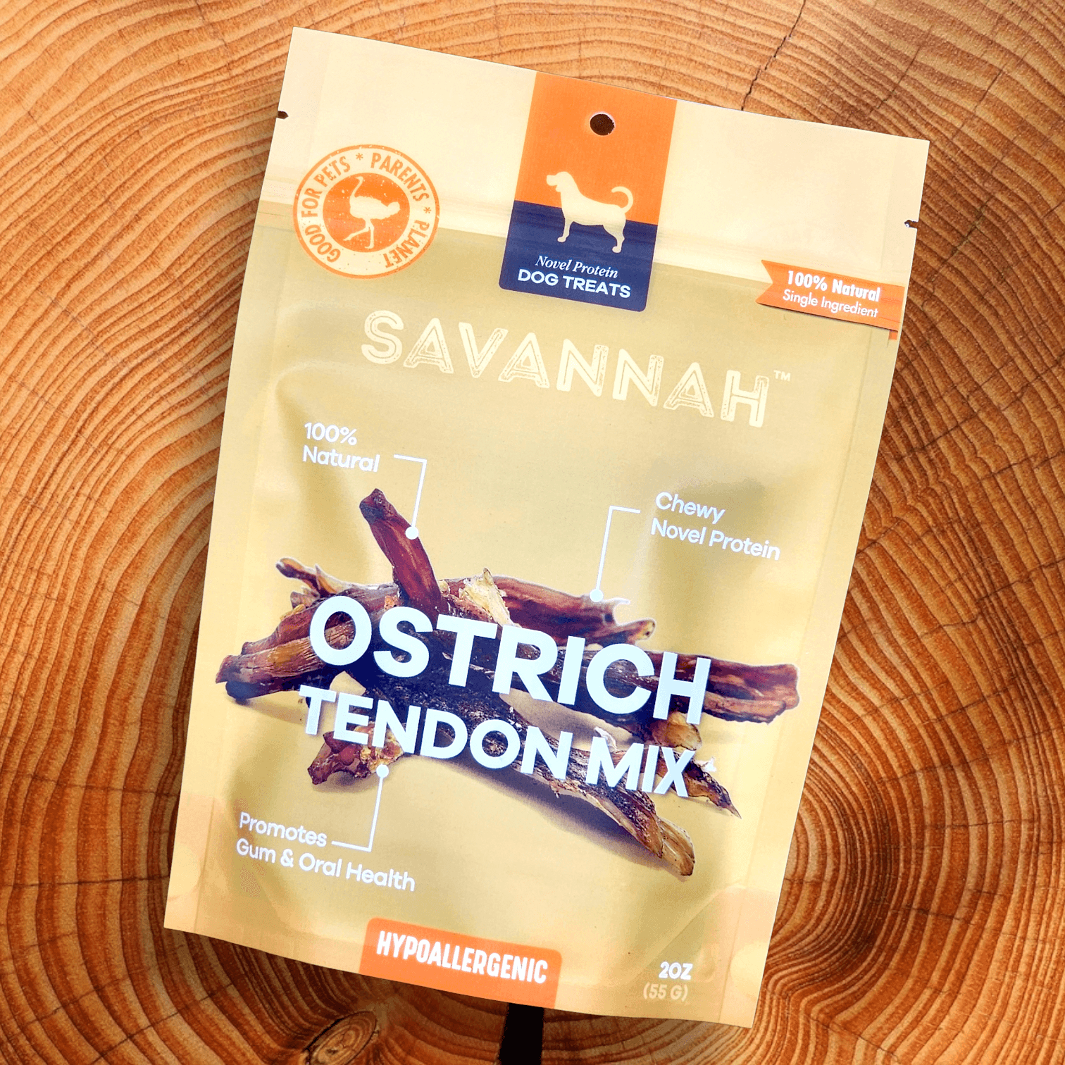 Savannah Pet Food Chewy Ostrich Tendon Mix (3oz) – Hypoallergenic High-Protein Dog Chews