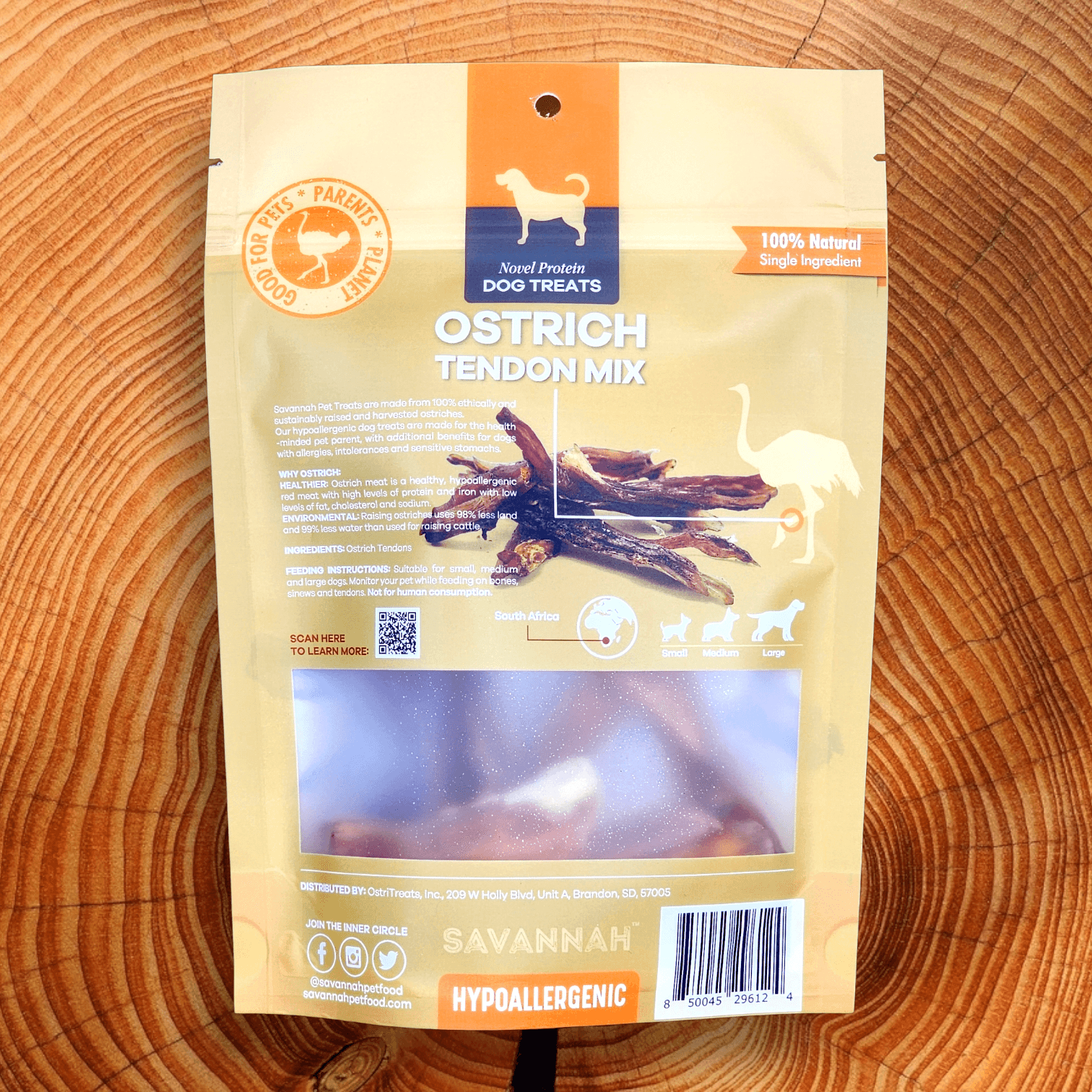 Savannah Pet Food Chewy Ostrich Tendon Mix (3oz) – Hypoallergenic High-Protein Dog Chews
