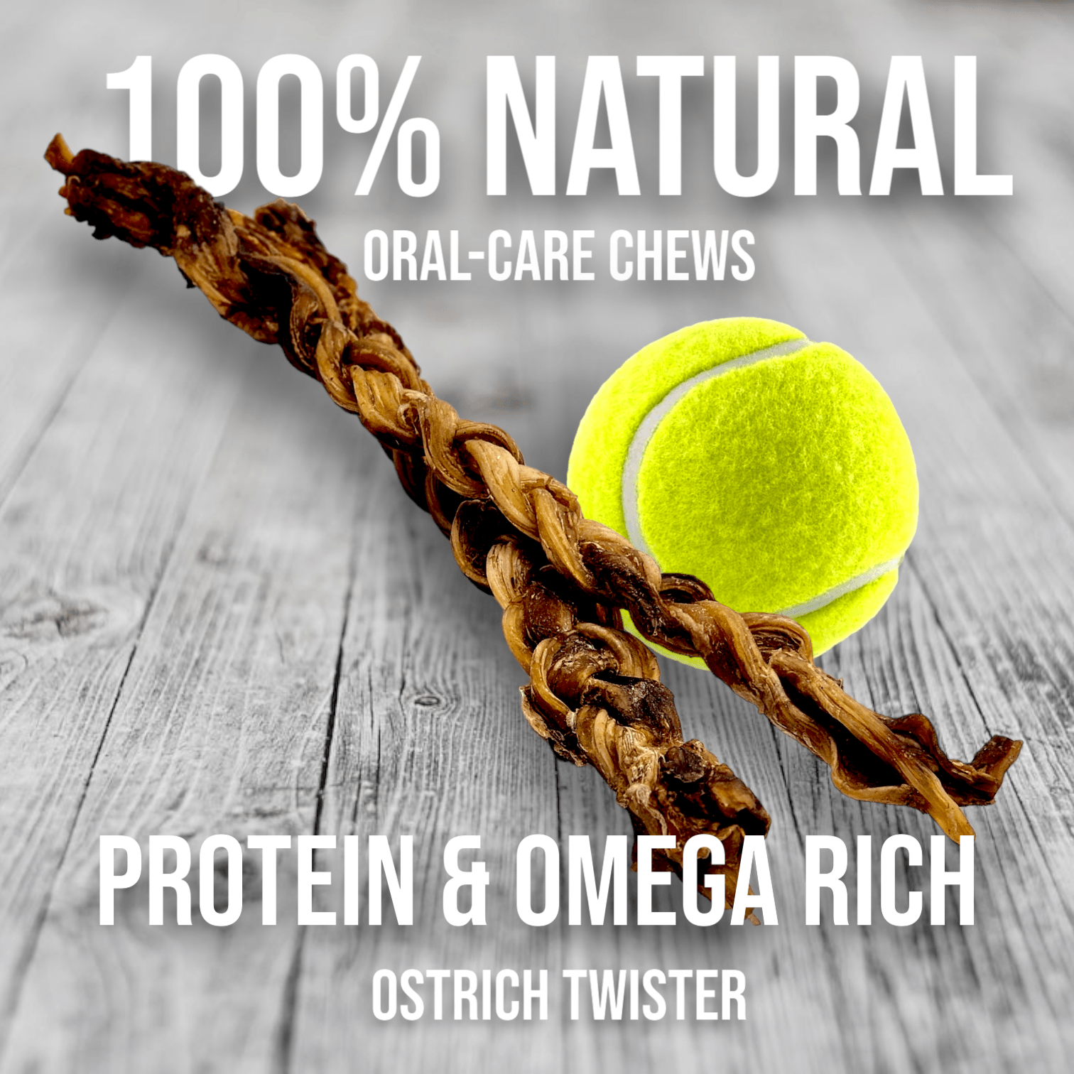 Ostrich Tendon Twister Dog Chew (16”) – Long-Lasting Natural Chew for Dental & Joint Support