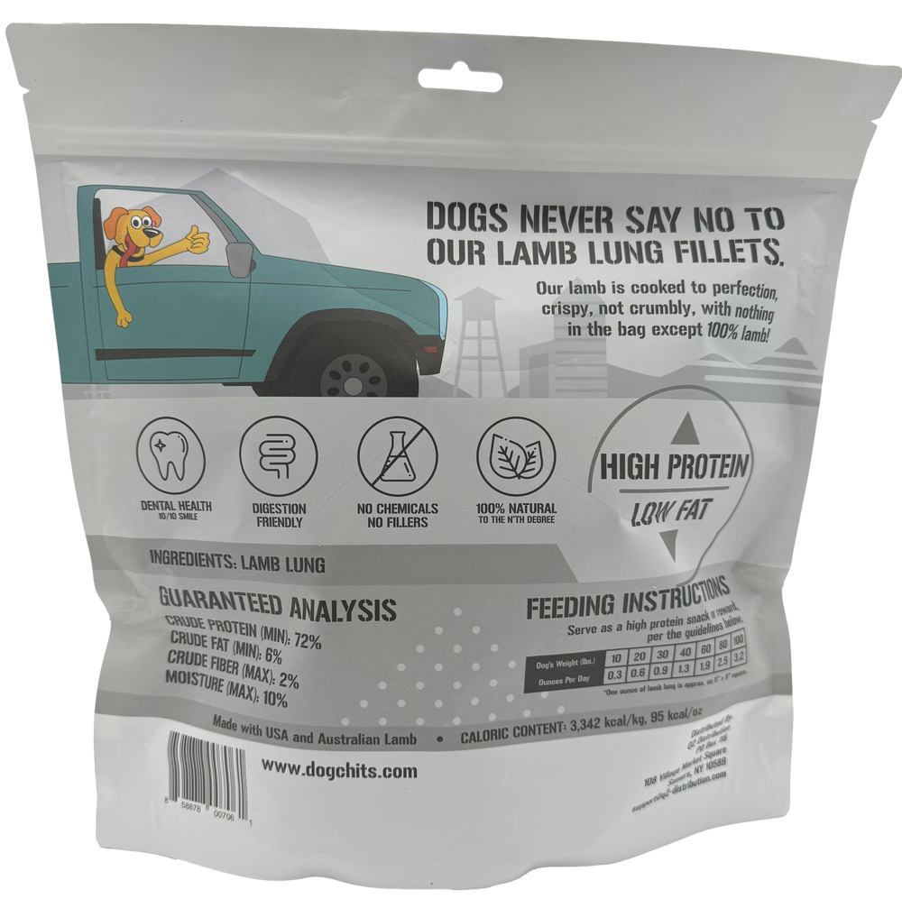 Lamb Lung Dog Treats – High-Protein, Single-Ingredient, Low-Allergy Snack- 10oz