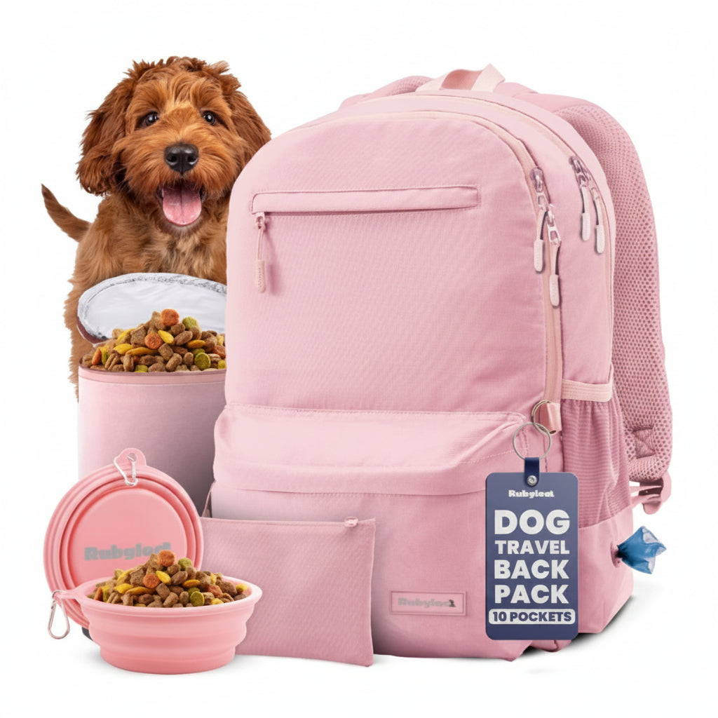Rubyloo The Original Doggy Bag™ Backpack for Dog Supplies – Airline-Approved Dog Travel Backpack with Food Storage & Collapsible Bowls