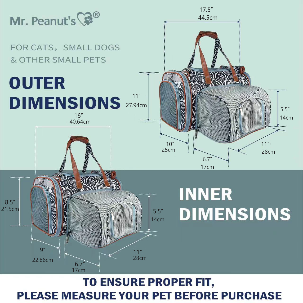 Mr. Peanut's Gold Series Print Edition FAA-Compliant Airline-Approved Pet Carrier