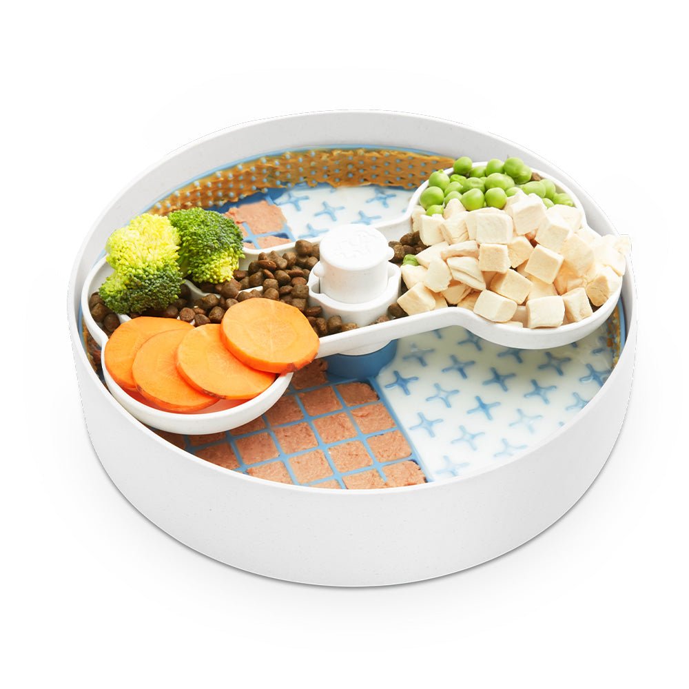 Puzzle Licker Maze Slow Feeder - Triple Texture Dog Bowl for Fun & Healthy Eating (Blue)