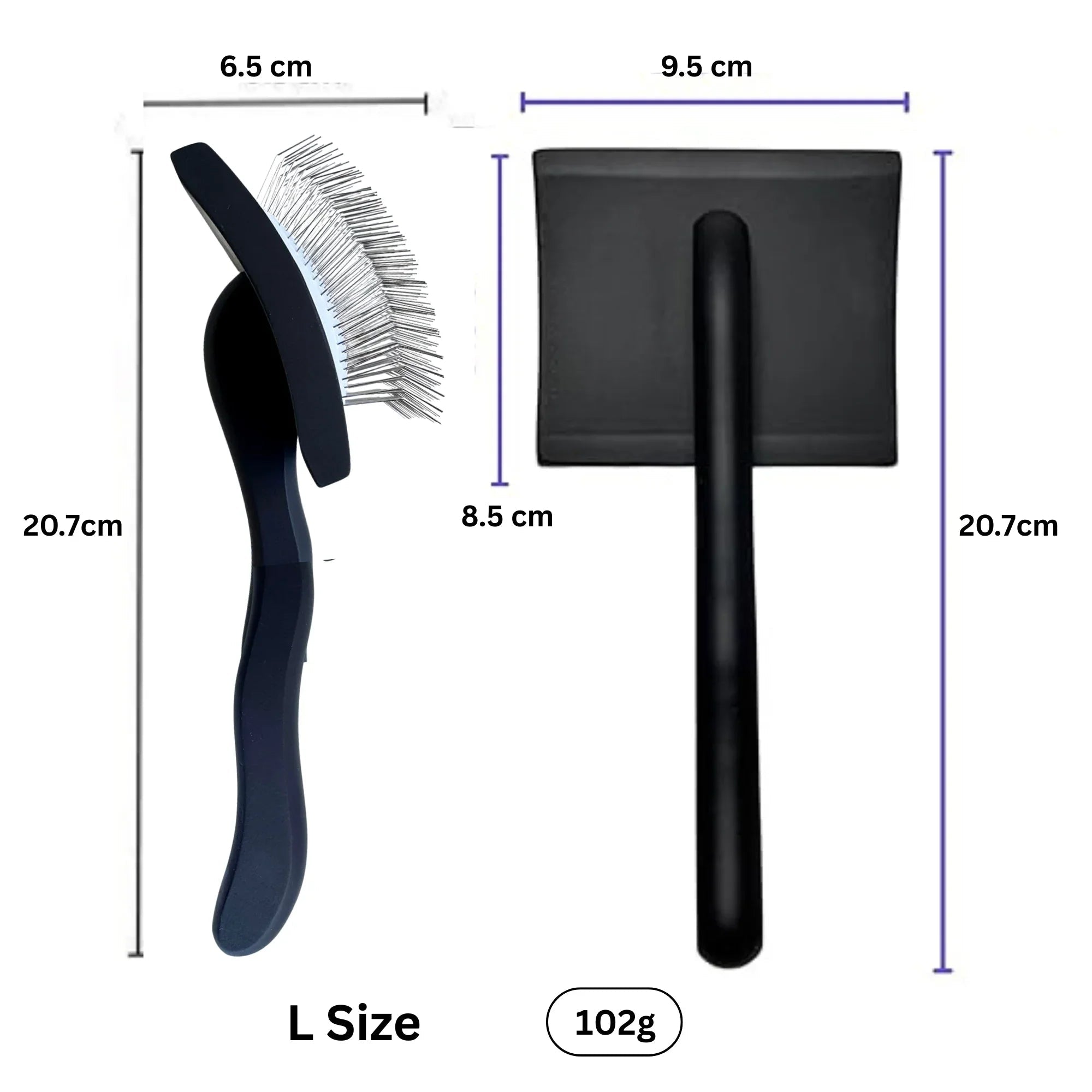 The Miracle Brands Pet Slicker Brush – Long Pin Grooming Brush with Wooden Handle (Black)