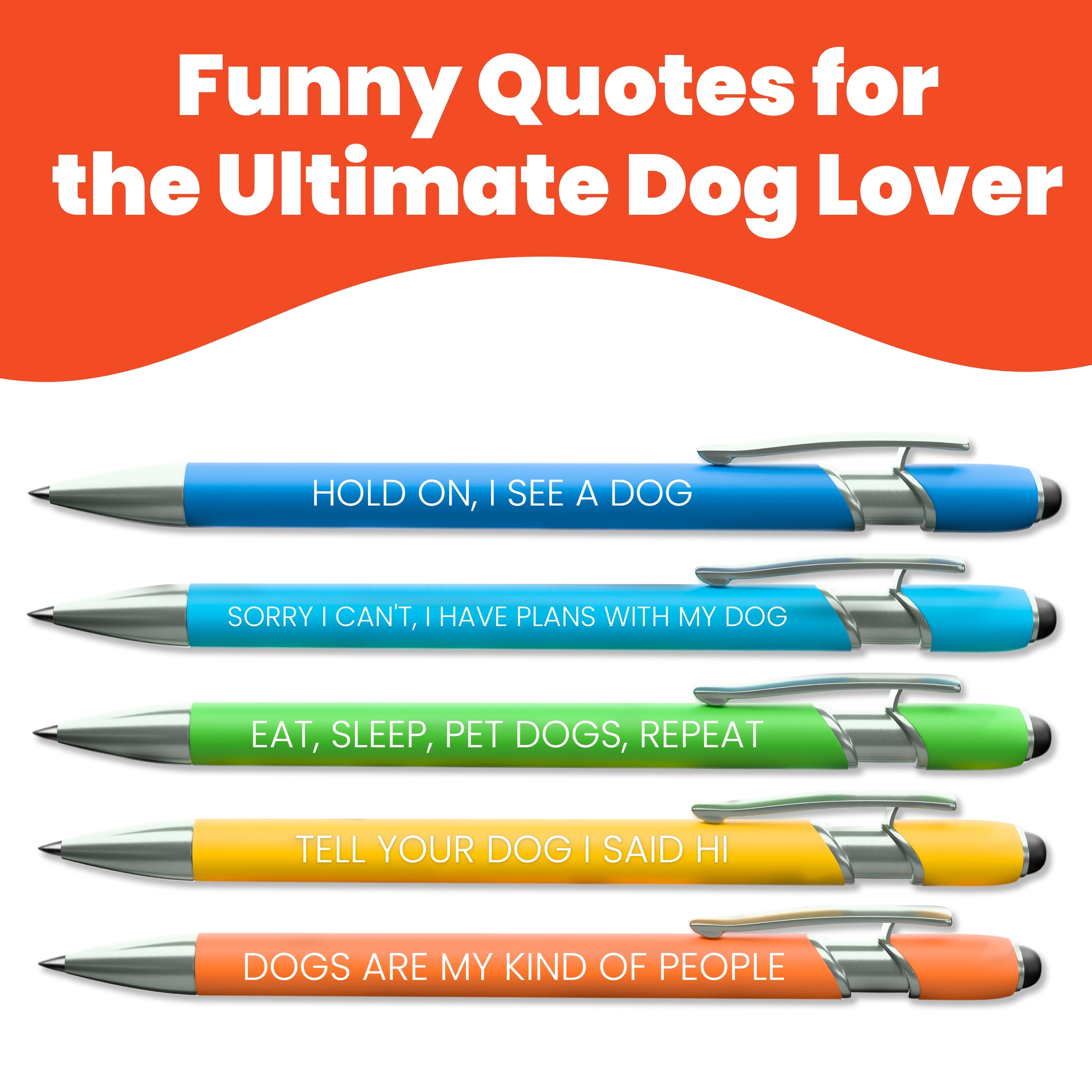 Funny Dog Lover Stylus Pen Set (2-Pack) – Metal Ballpoint Pens for Dog Moms, Dog Dads & Pet Lovers