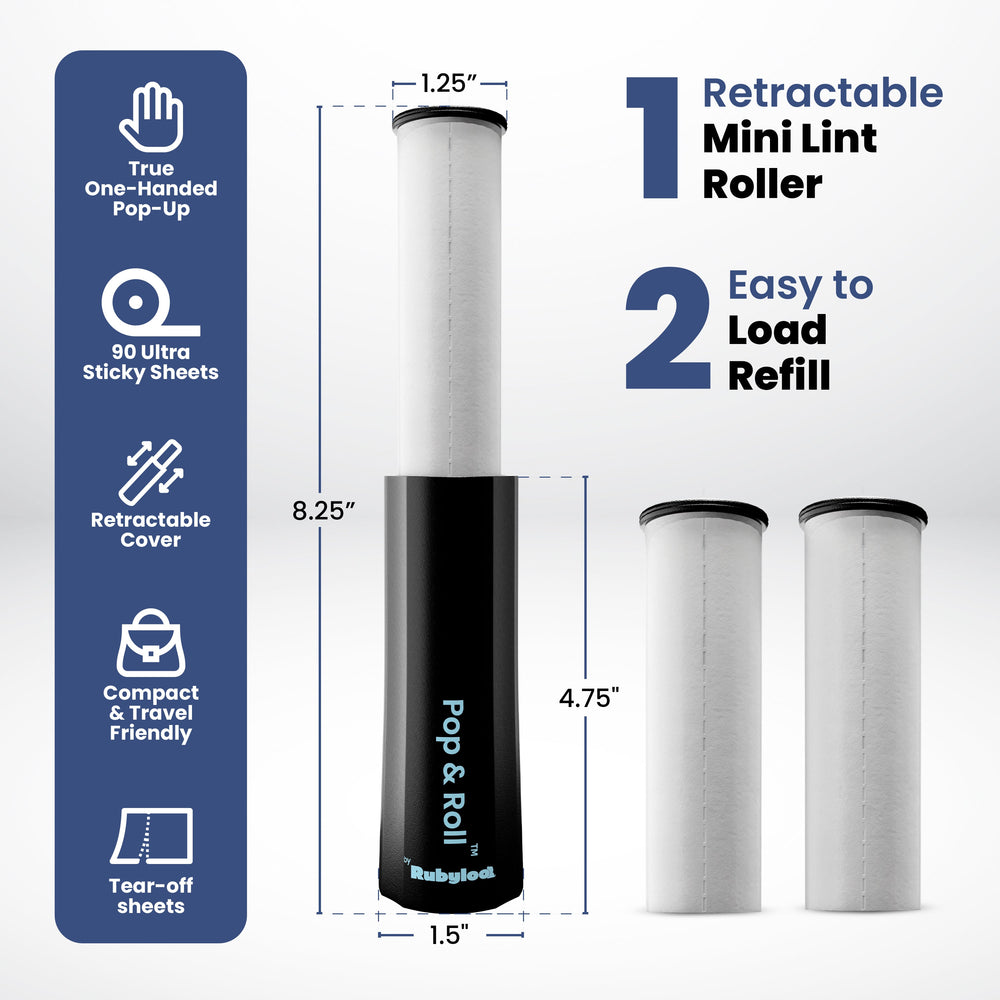 Mini Lint Roller for Pet Hair with 2 Refills – Portable Dog & Cat Hair Remover