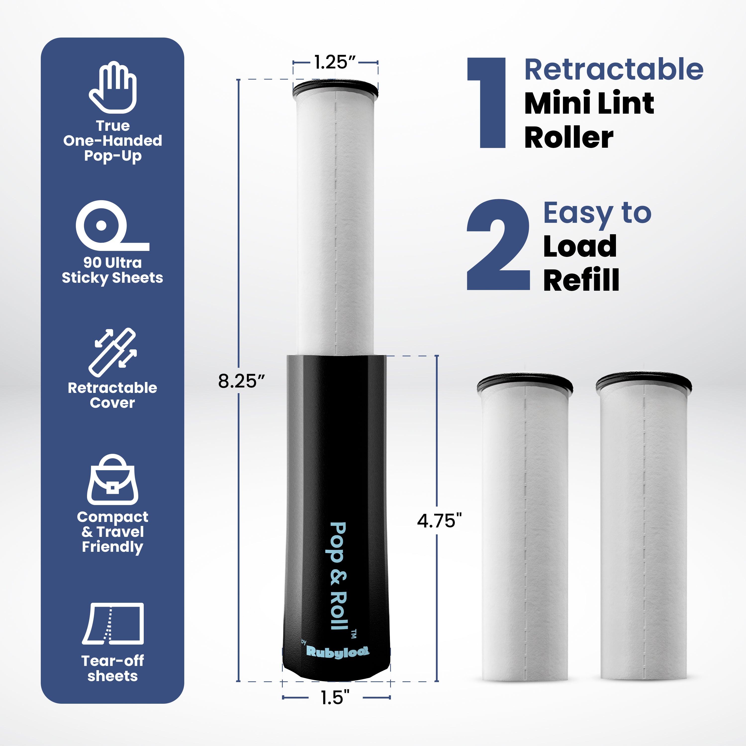 Mini Lint Roller for Pet Hair with 2 Refills – Portable Dog & Cat Hair Remover