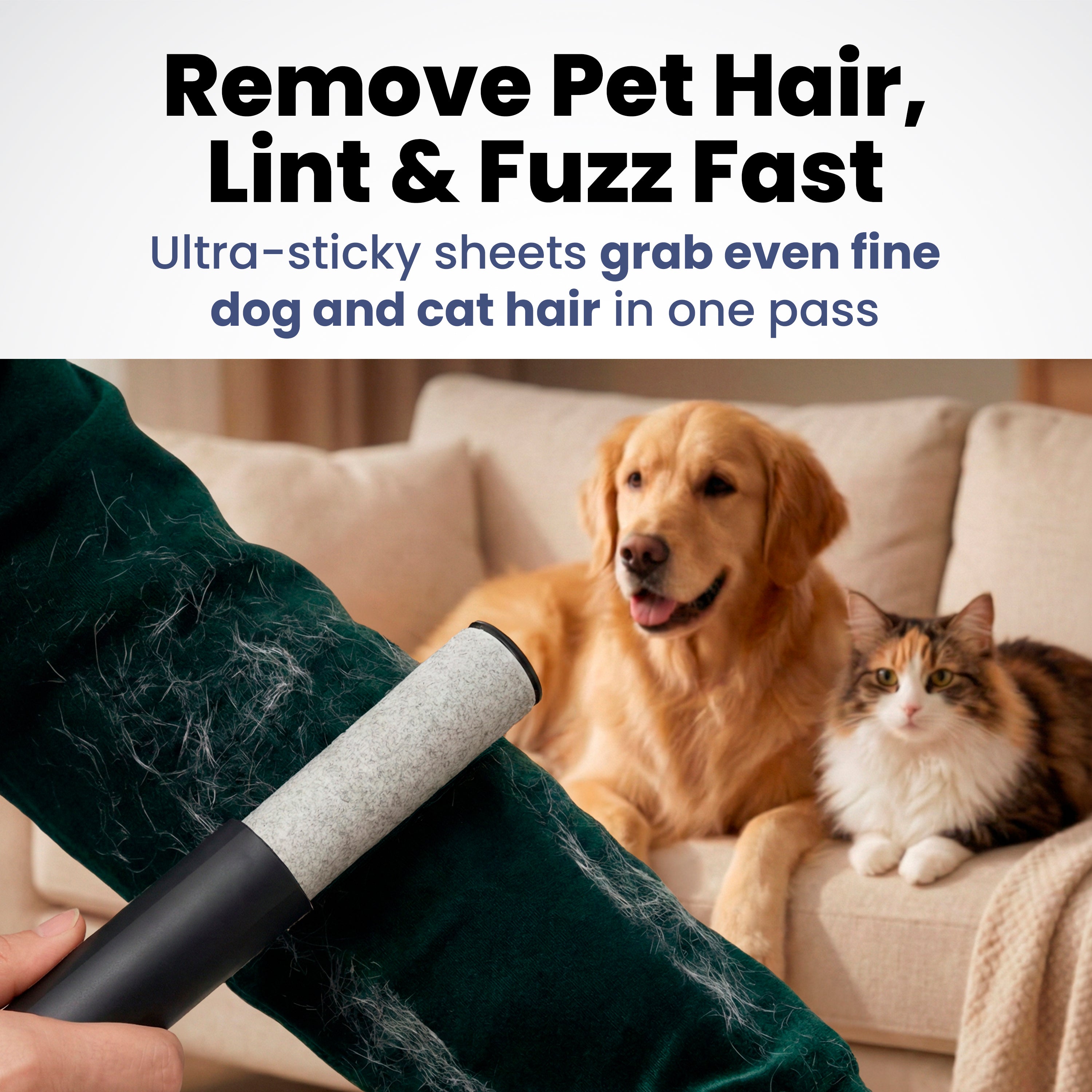 Mini Lint Roller for Pet Hair with 2 Refills – Portable Dog & Cat Hair Remover