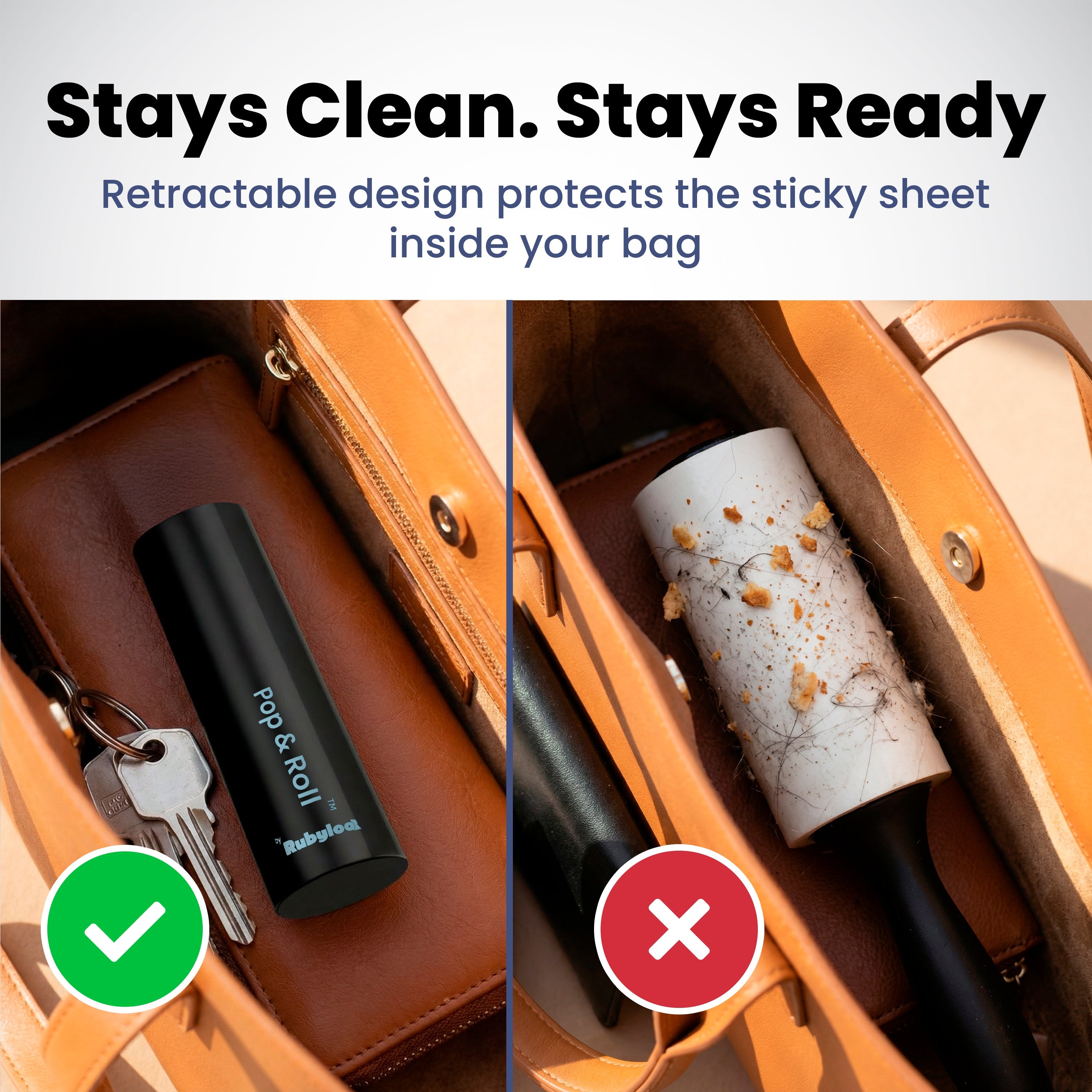 Mini Lint Roller for Pet Hair with 2 Refills – Portable Dog & Cat Hair Remover