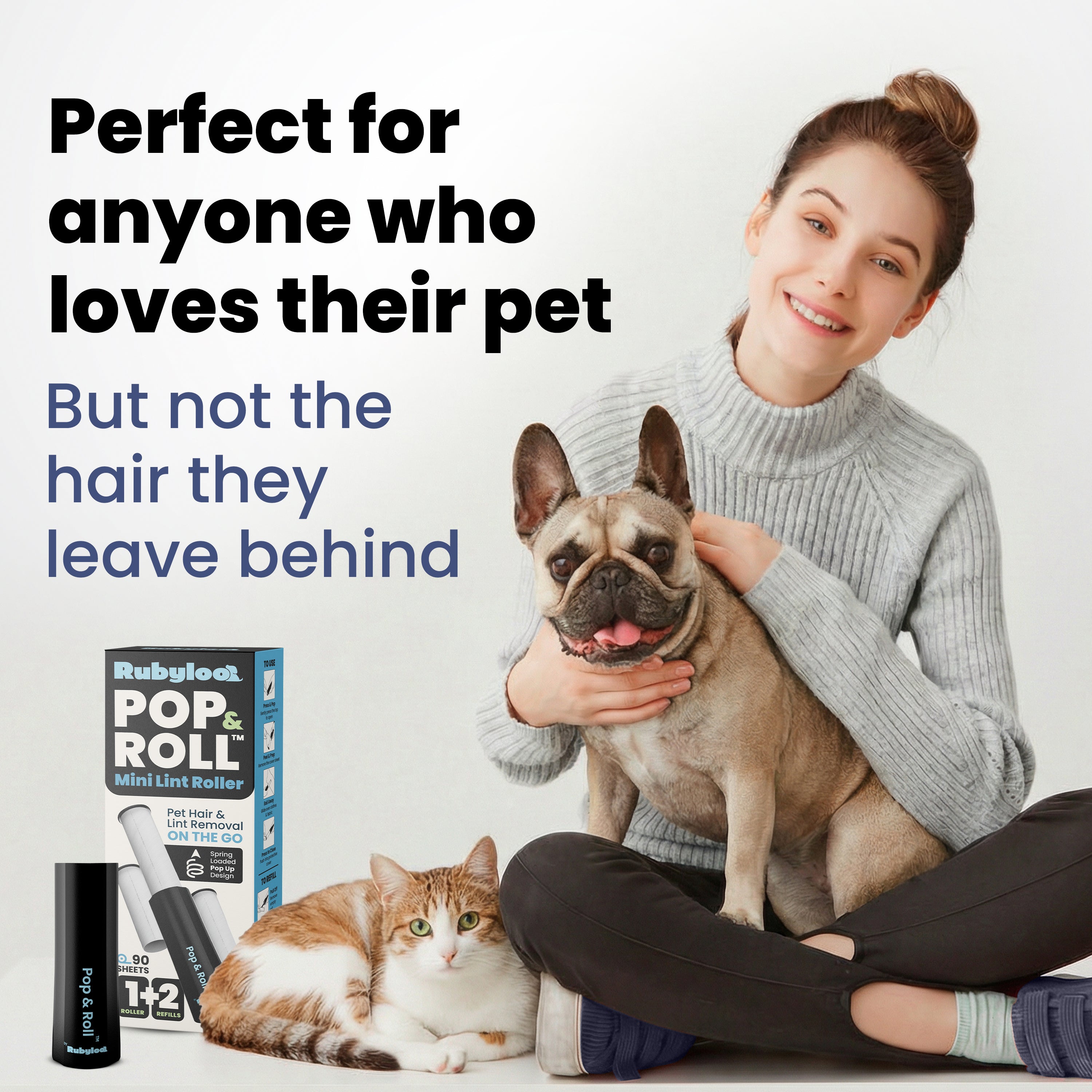 Mini Lint Roller for Pet Hair with 2 Refills – Portable Dog & Cat Hair Remover