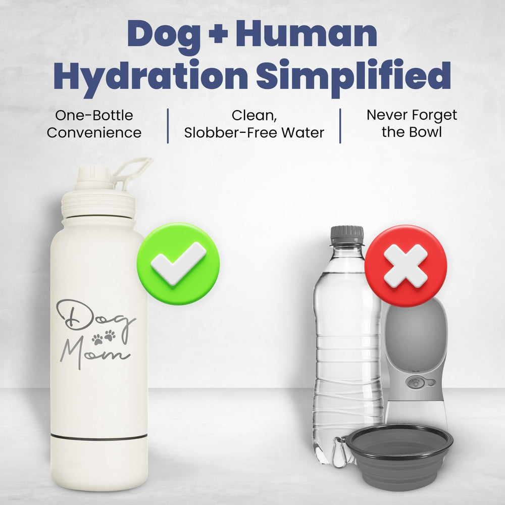 Dog + Human Water Bottle with Detachable Dog Bowl – Insulated Stainless Steel Travel Bottle