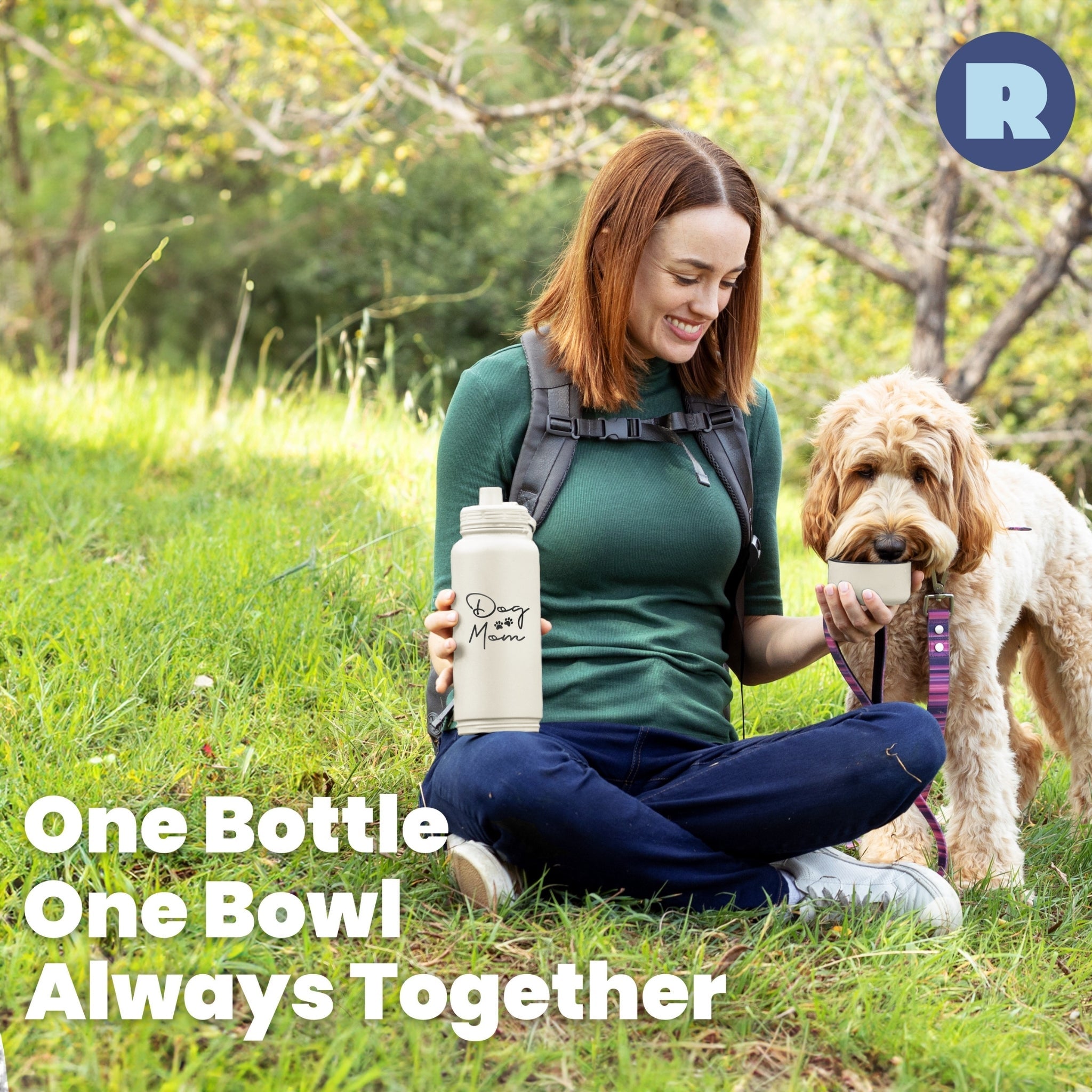 Dog + Human Water Bottle with Detachable Dog Bowl – Insulated Stainless Steel Travel Bottle