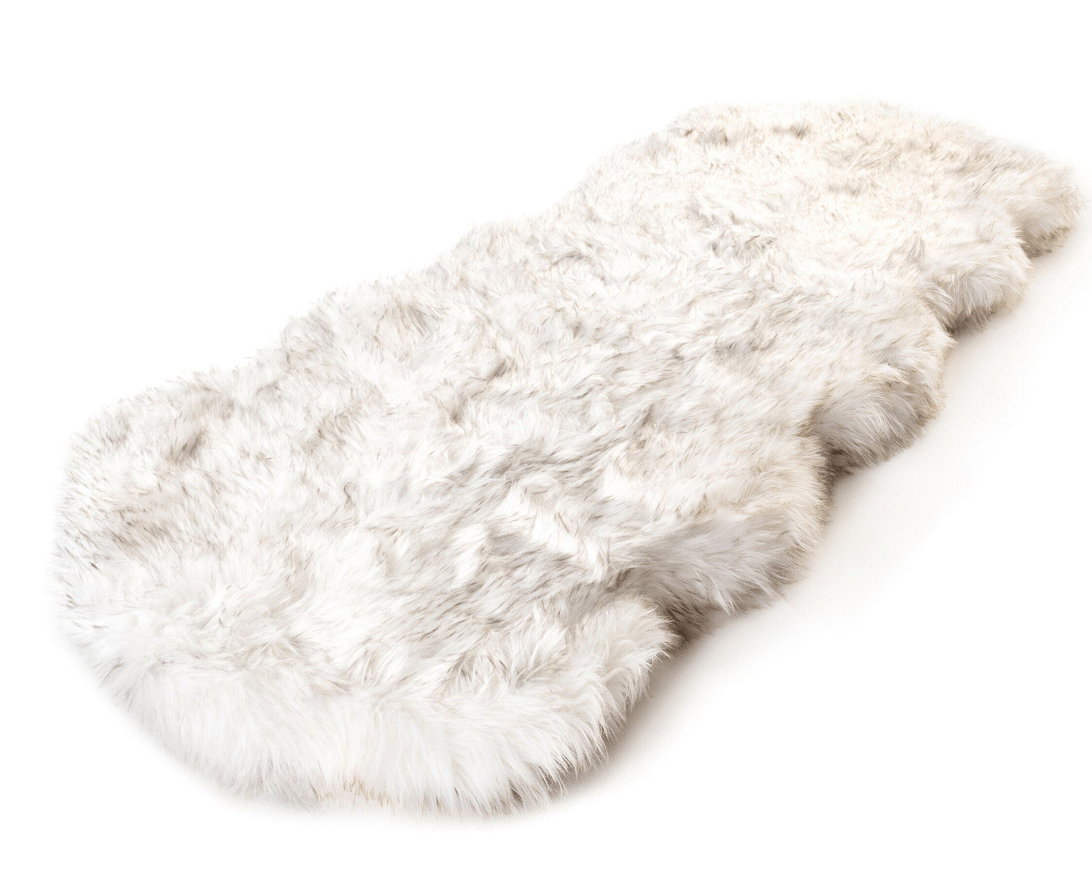 PupRug™ Runner Faux Fur Memory Foam Washable Luxury Pet Bed - White Curve Design with Brown Accents