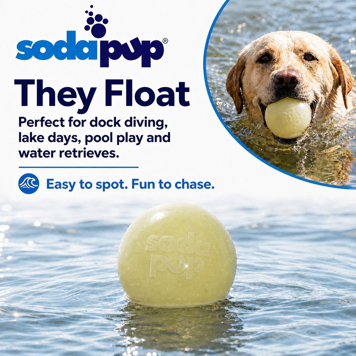 SodaPup Glow in the Dark Glitter Dog Balls – 2-Pack | Soft Rubber Fetch & Treat Toys