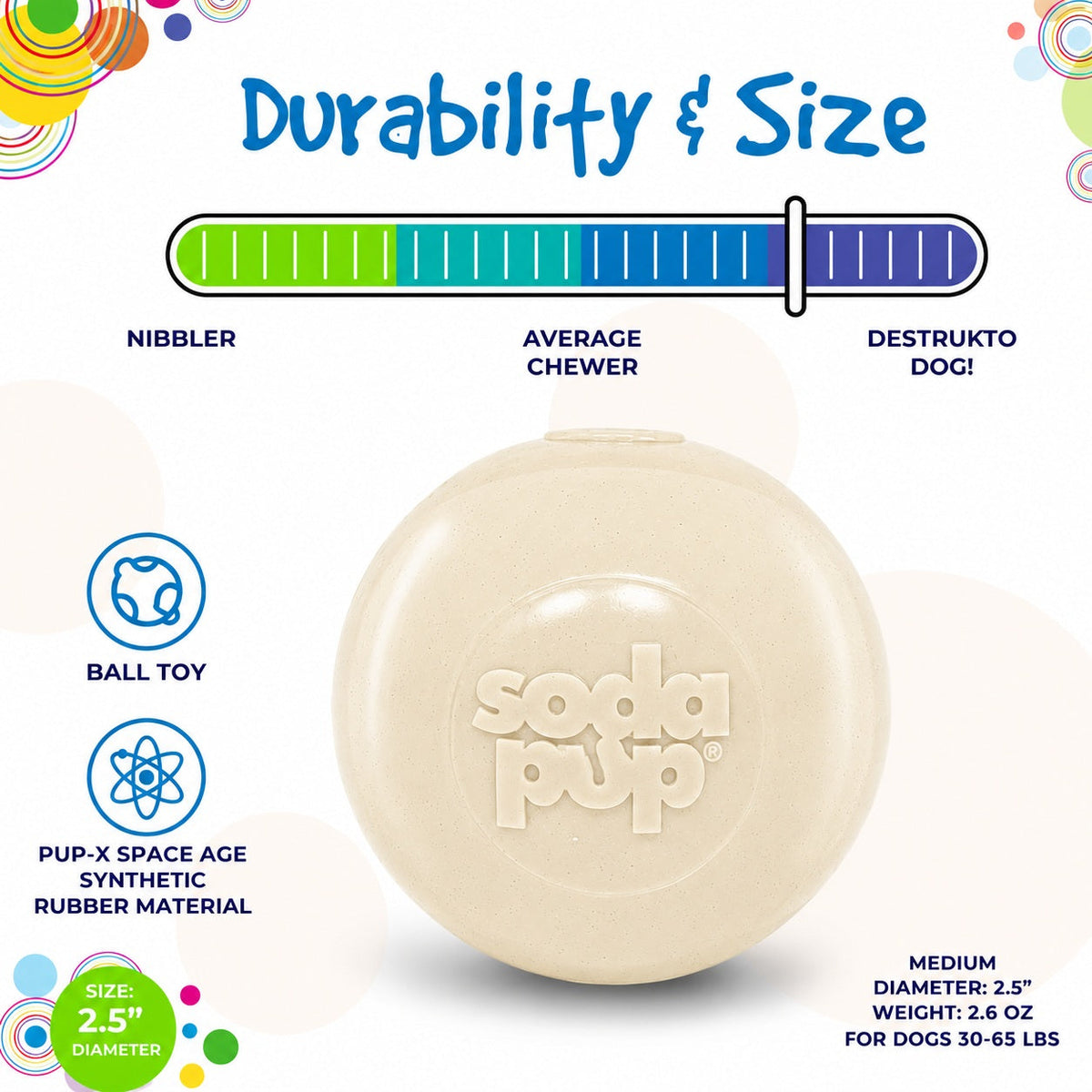 SodaPup Glow in the Dark Glitter Dog Balls – 2-Pack | Soft Rubber Fetch & Treat Toys