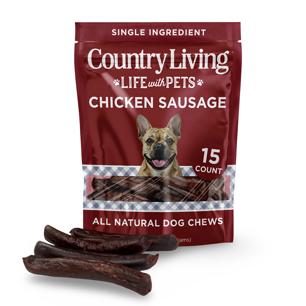 Country Living 4”–5” Beef Flavored Chicken Sausage Dog Treats | 15-Count All-Natural Soft & Chewy High-Protein Grain-Free Training Treats