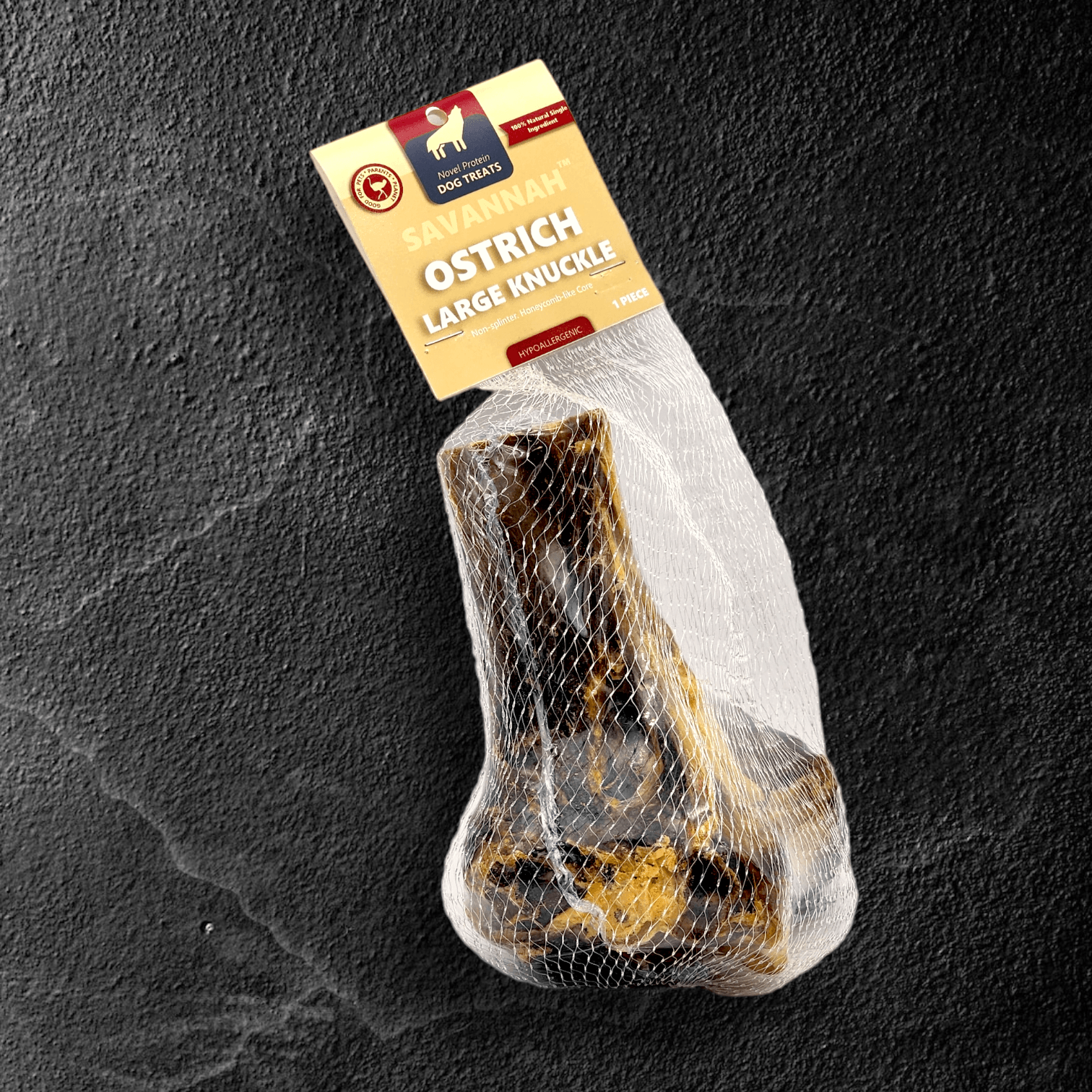 Savannah Ostrich Large Knuckle Dog Chew (5.5" x 5") Long-Lasting Natural Hypoallergenic Dog Treat