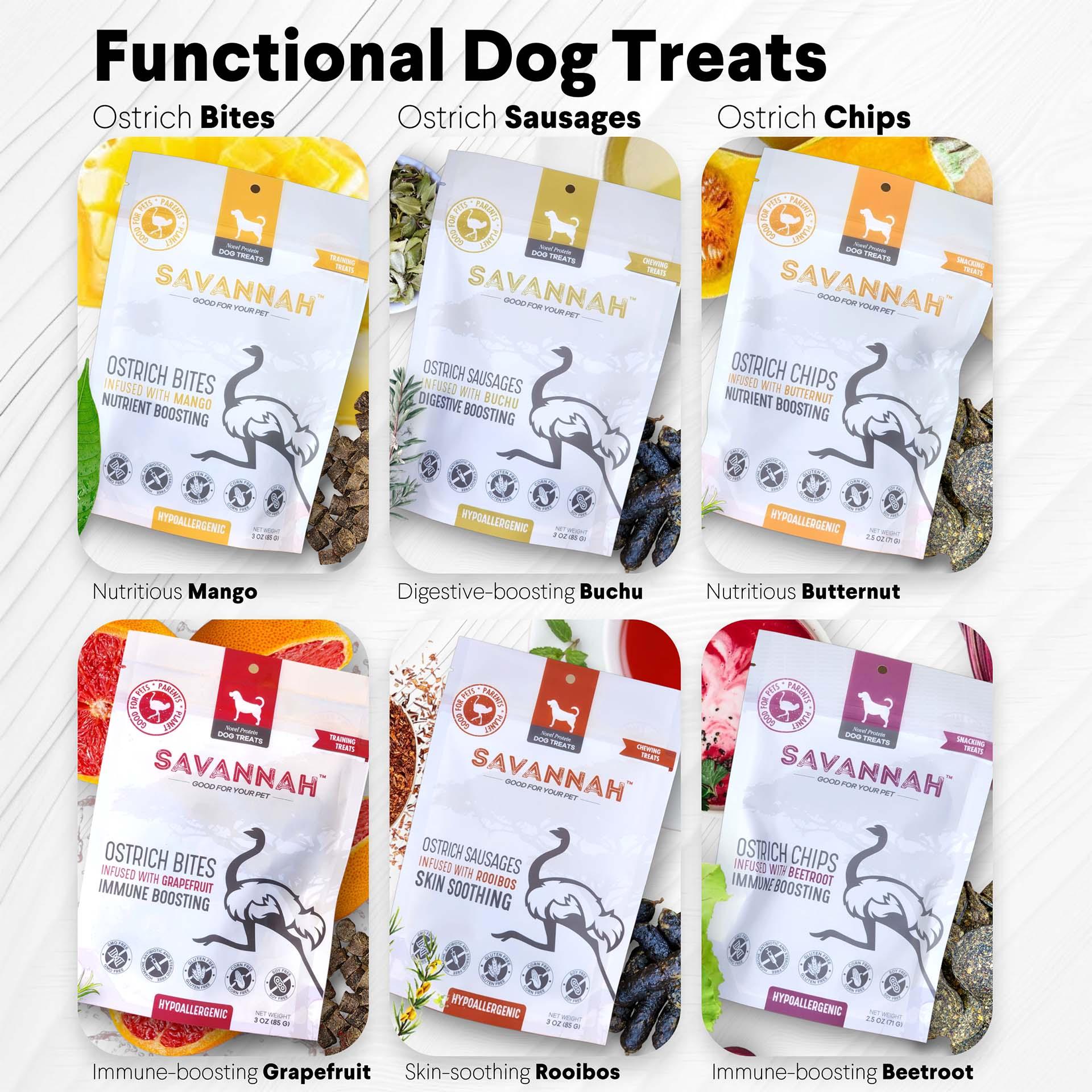 Savannah Ostrich Chips with Beetroot – Immune-Boosting, Hypoallergenic Dog Treats (2.5oz)