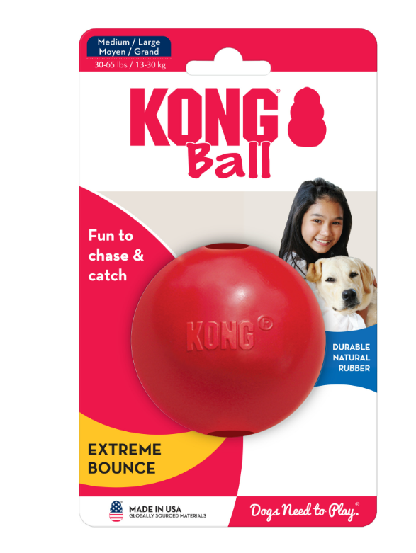 Durable KONG Ball - Hard Rubber Dog Toy for Aggressive Chewers