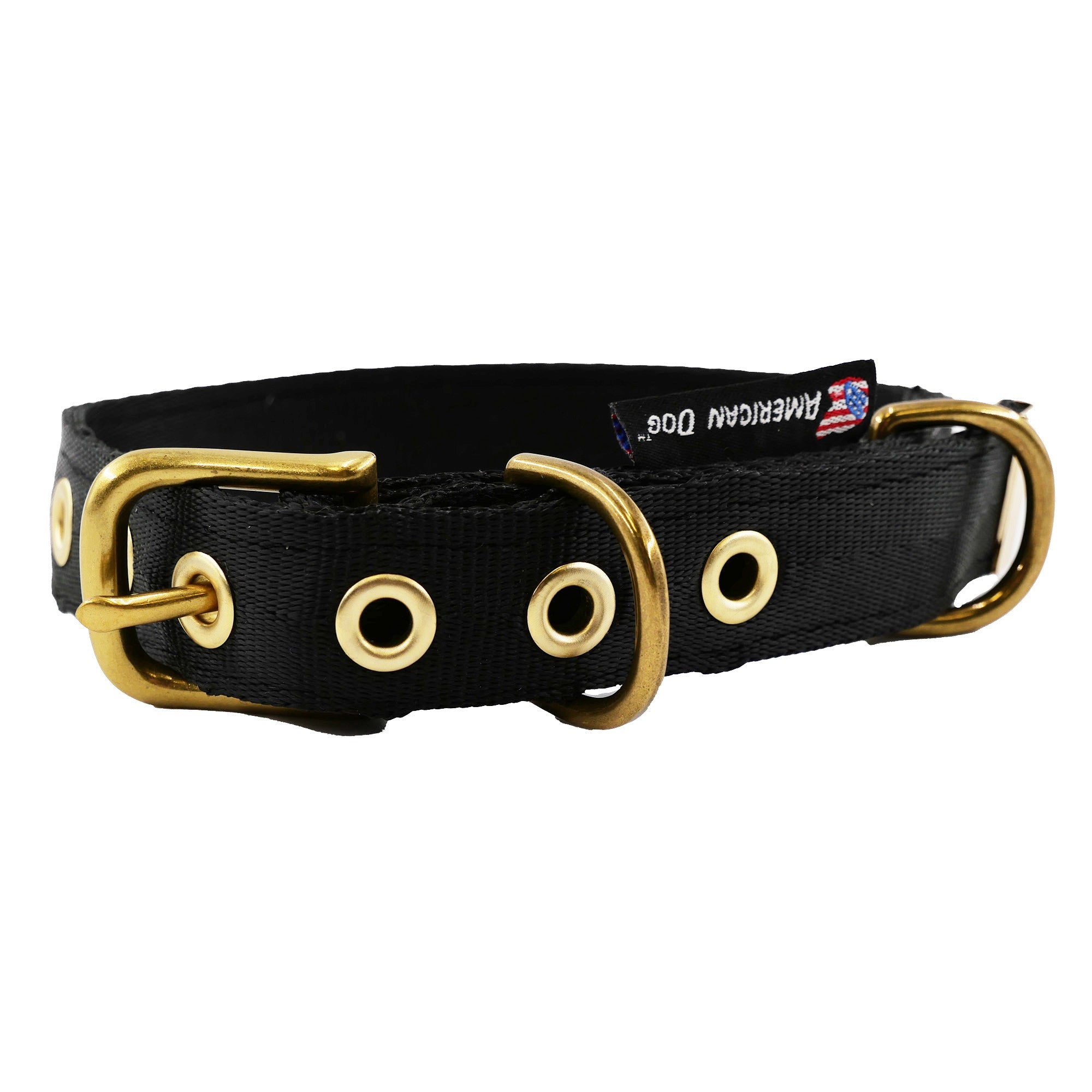 Heavy-Duty Seatbelt Dog Collar – USA Made with Brass Hardware