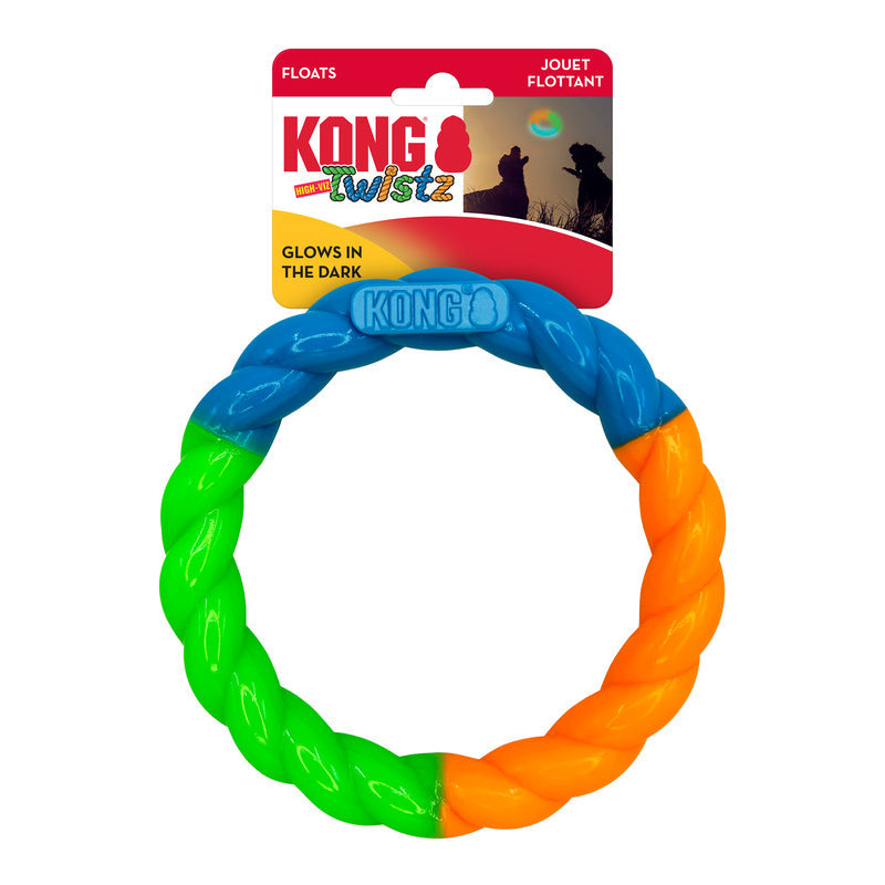 KONG Twistz High-Viz Ring – Durable Glow-in-the-Dark Dog Fetch Toy That Floats