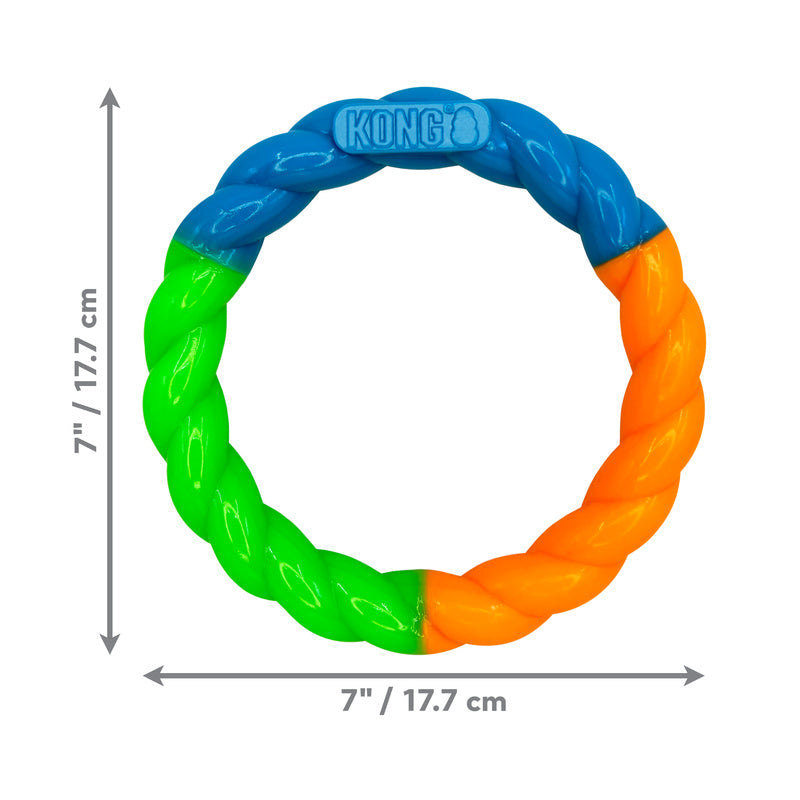 KONG Twistz High-Viz Ring – Durable Glow-in-the-Dark Dog Fetch Toy That Floats