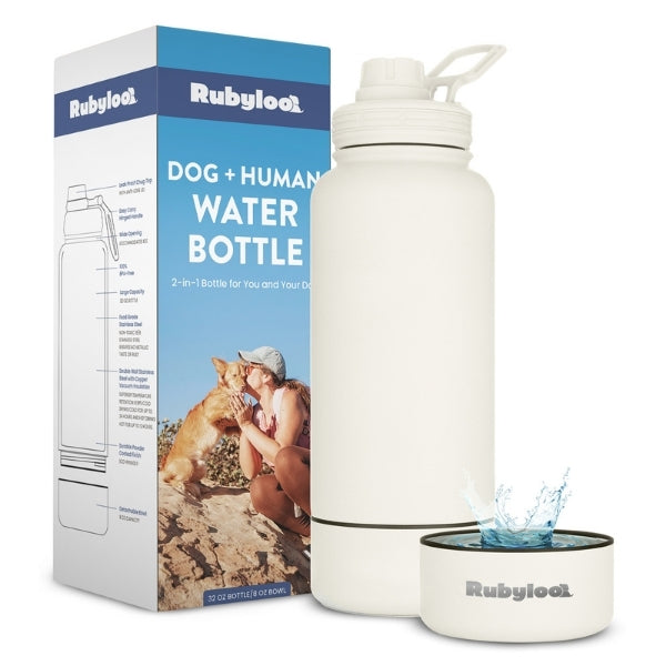 Dog + Human Water Bottle with Detachable Dog Bowl – Insulated Stainless Steel Travel Bottle