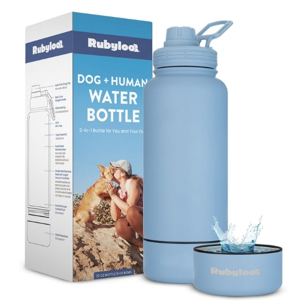 Dog + Human Water Bottle with Detachable Dog Bowl – Insulated Stainless Steel Travel Bottle