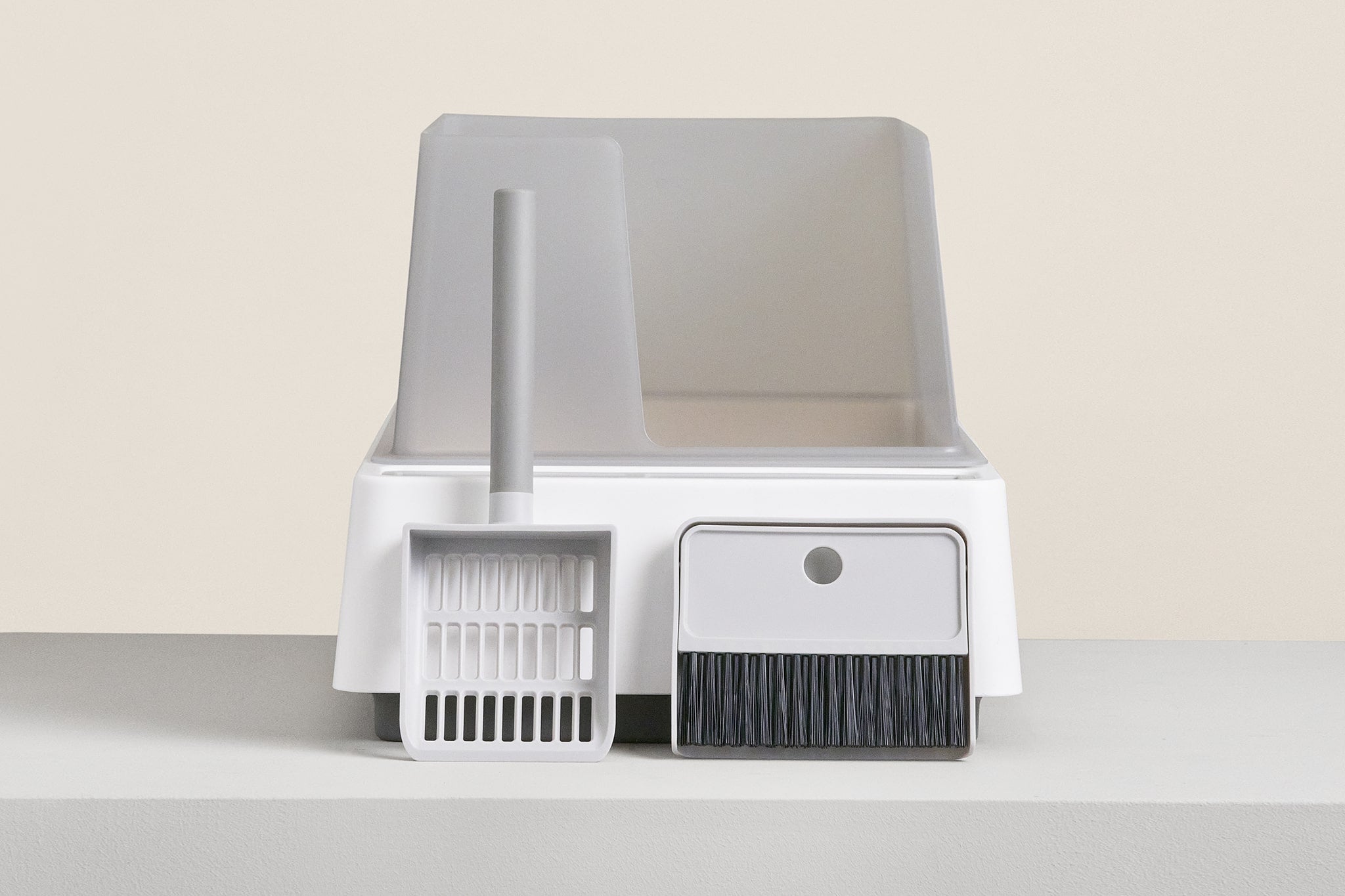 The Cove Modern Litter Box with Built-In Scoop & Shelter Add-On