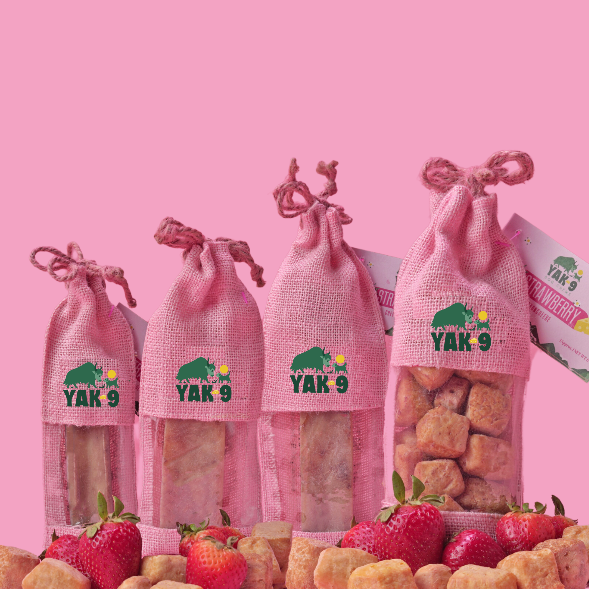 Yak9 Strawberry Yak Cheese Dog Chews – Long-Lasting Natural Chews for Immune & Skin Health