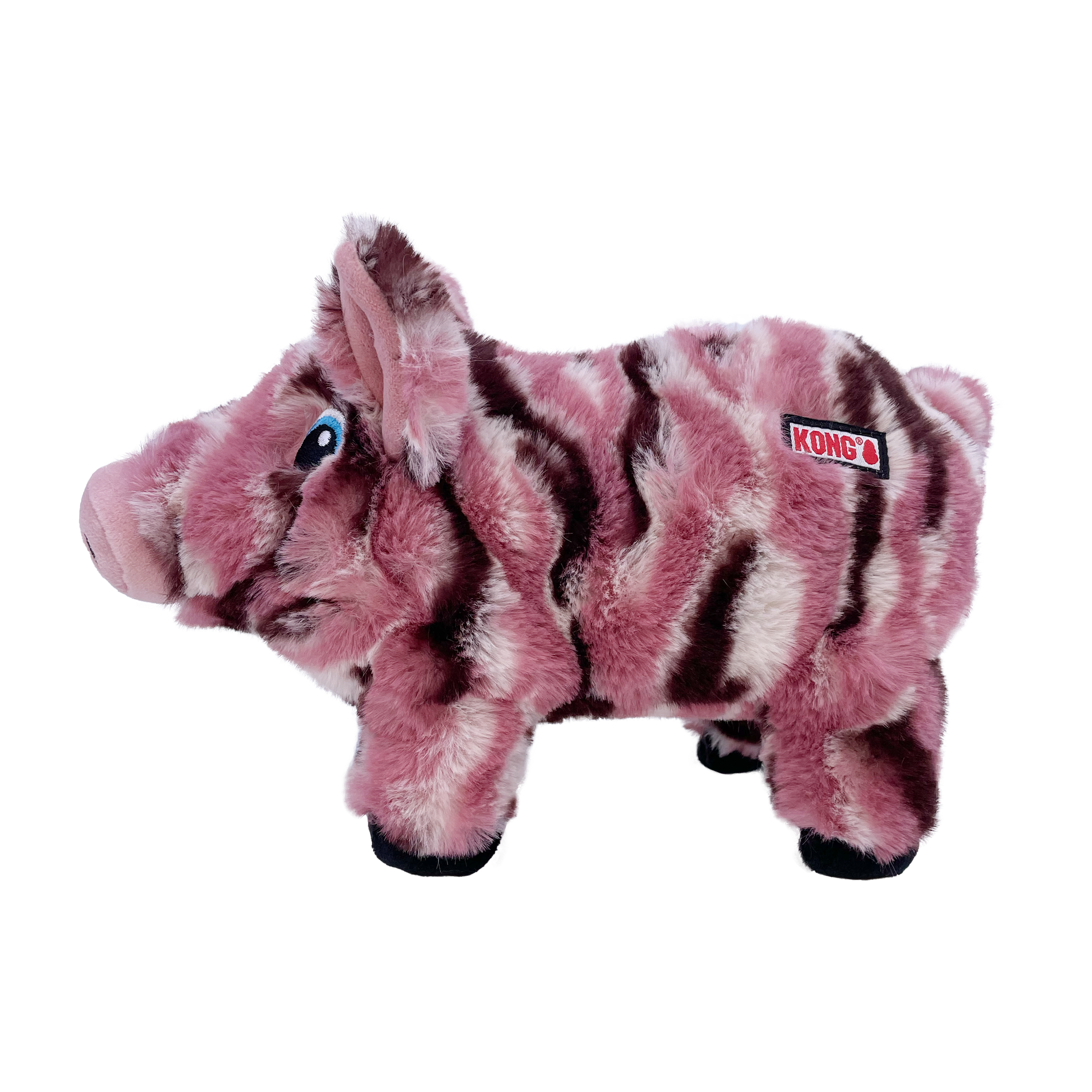 KONG Low Stuff Stripes Pig Dog Toy – Soft, Squeaky & Low-Mess Plush