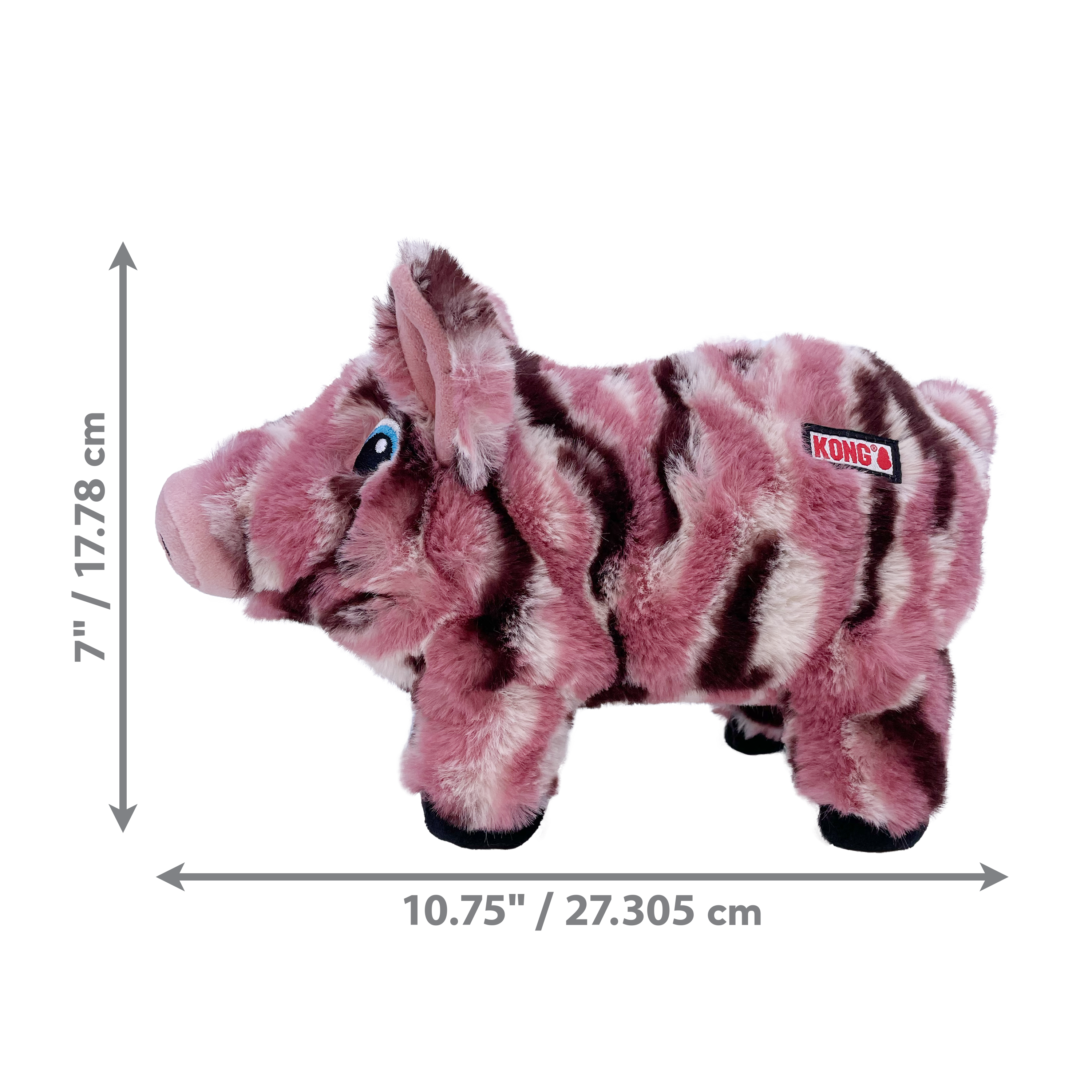 KONG Low Stuff Stripes Pig Dog Toy – Soft, Squeaky & Low-Mess Plush