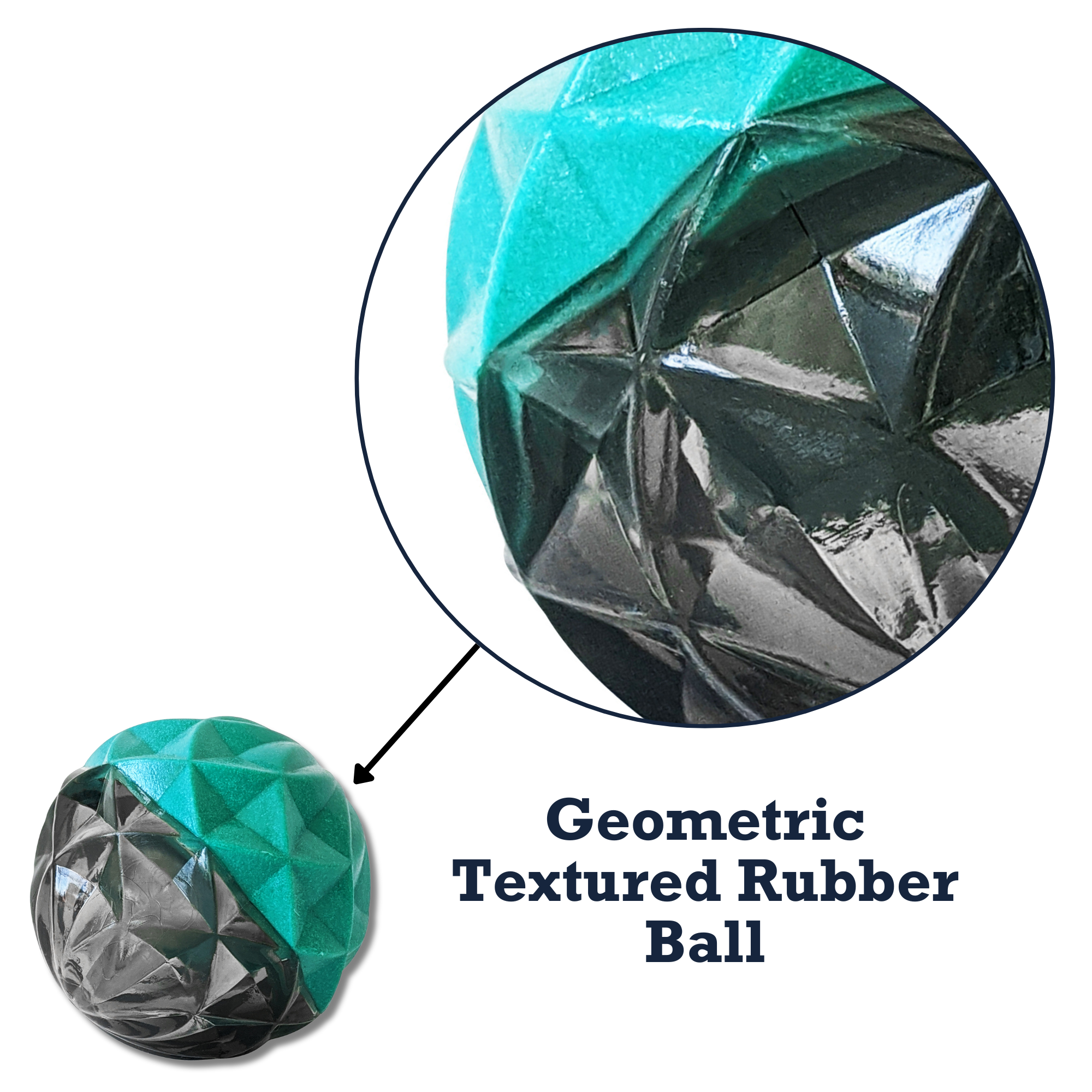 Country Living Geometric Textured Ball Dog Chew Toy – Durable Rubber Interactive Toy for Mental Stimulation (Small)