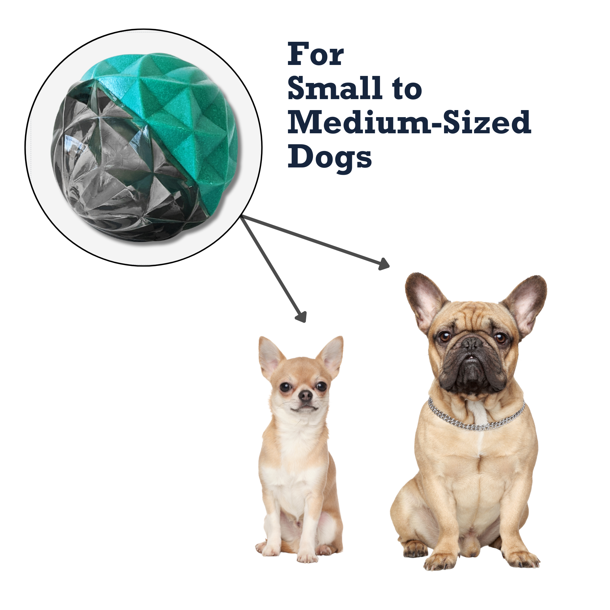 Country Living Geometric Textured Ball Dog Chew Toy – Durable Rubber Interactive Toy for Mental Stimulation (Small)