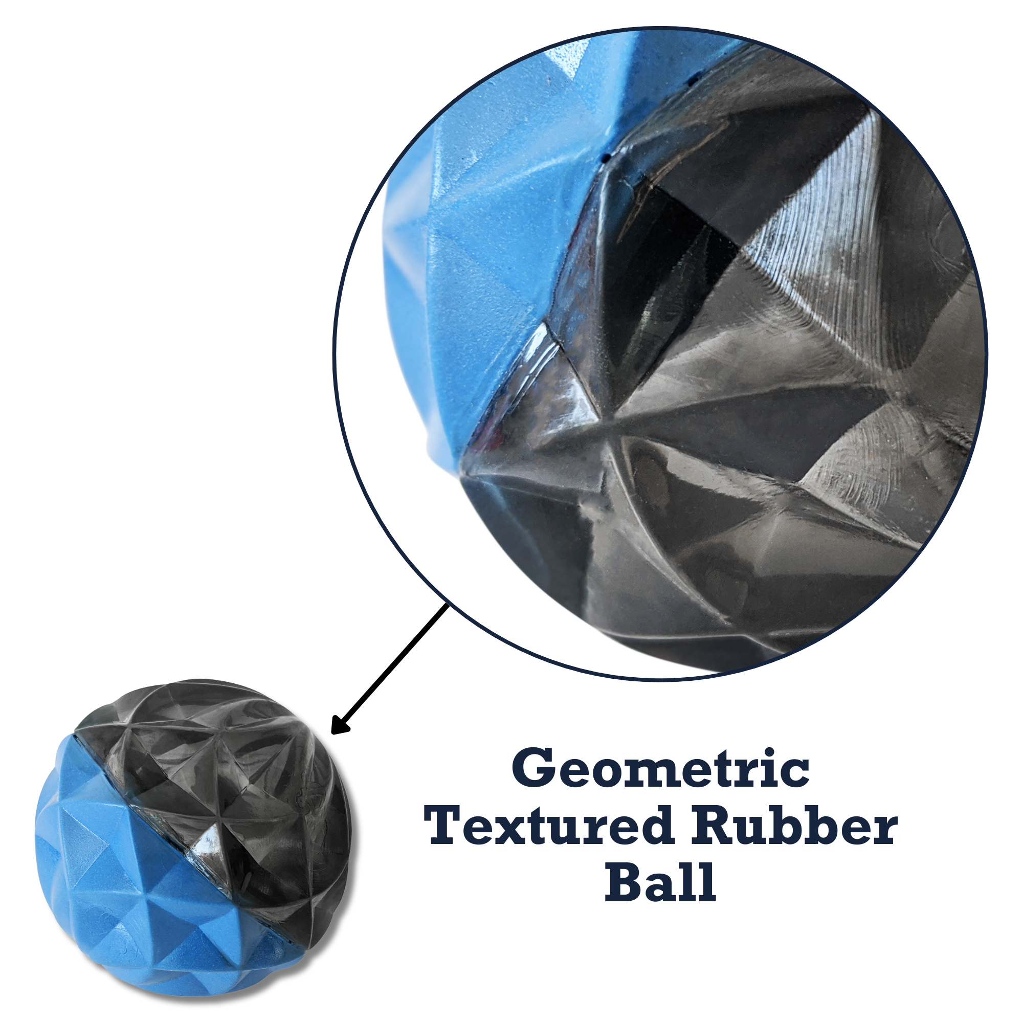 Country Living Geometric Textured Ball Dog Chew Toy – Durable Rubber Interactive Toy for Mental Stimulation (Large)