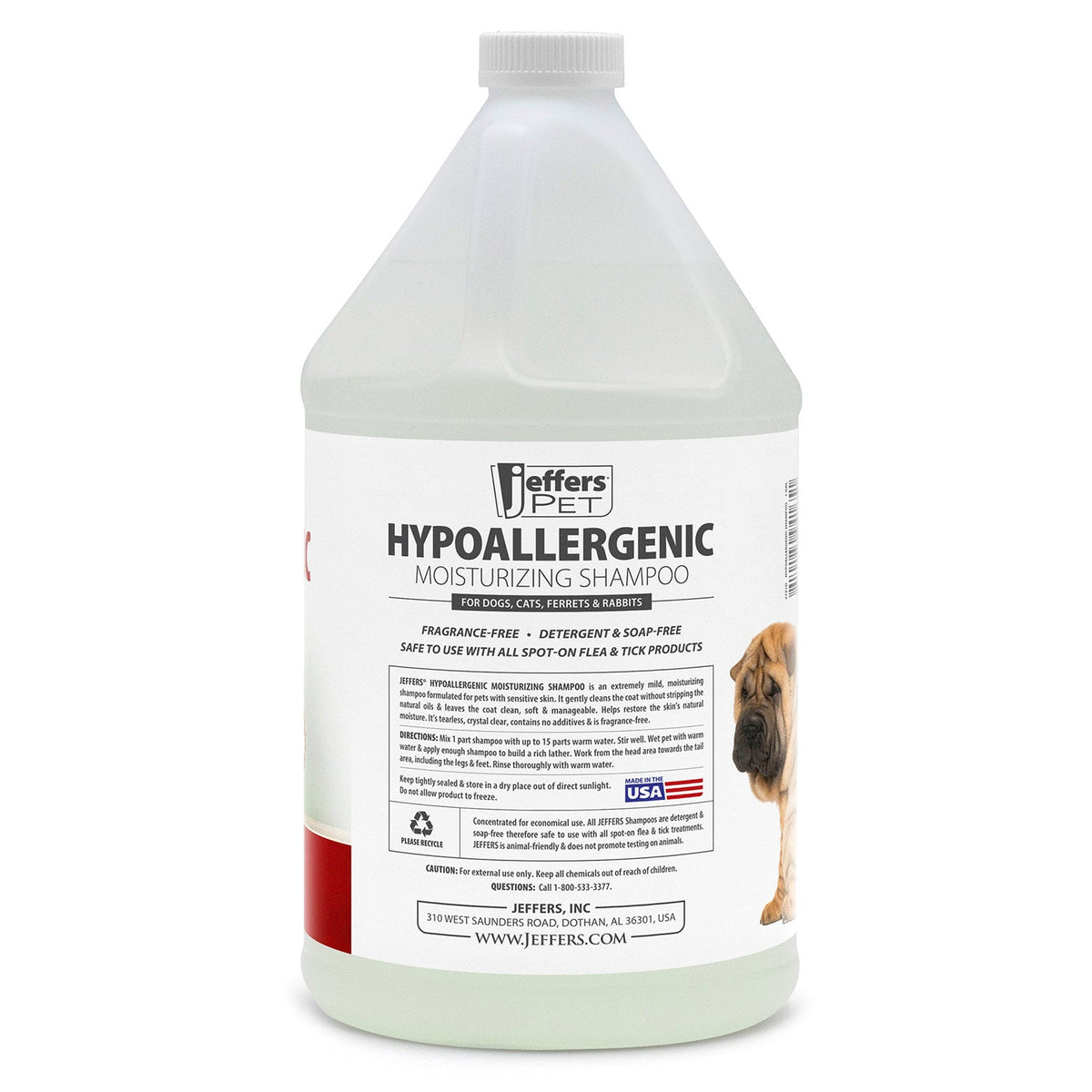 Jeffers Hypoallergenic Moisturizing Pet Shampoo – 15:1 Concentrated Shampoo for Sensitive Skin