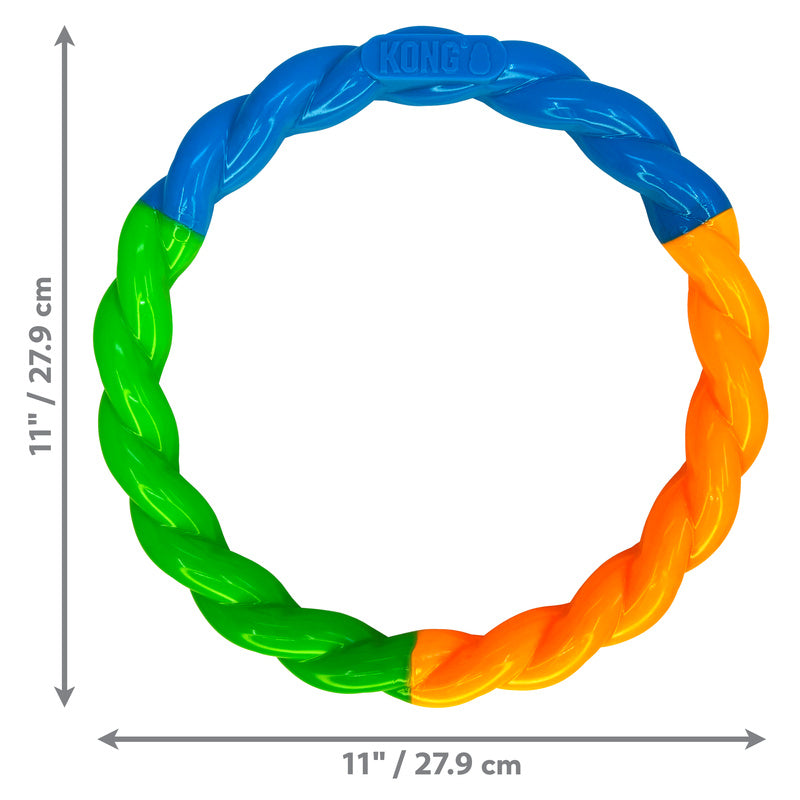 KONG Twistz High-Viz Ring – Durable Glow-in-the-Dark Dog Fetch Toy That Floats
