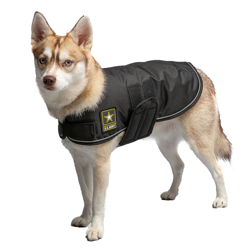 US Army® Waterproof Dog Blanket Jacket – Black Camo