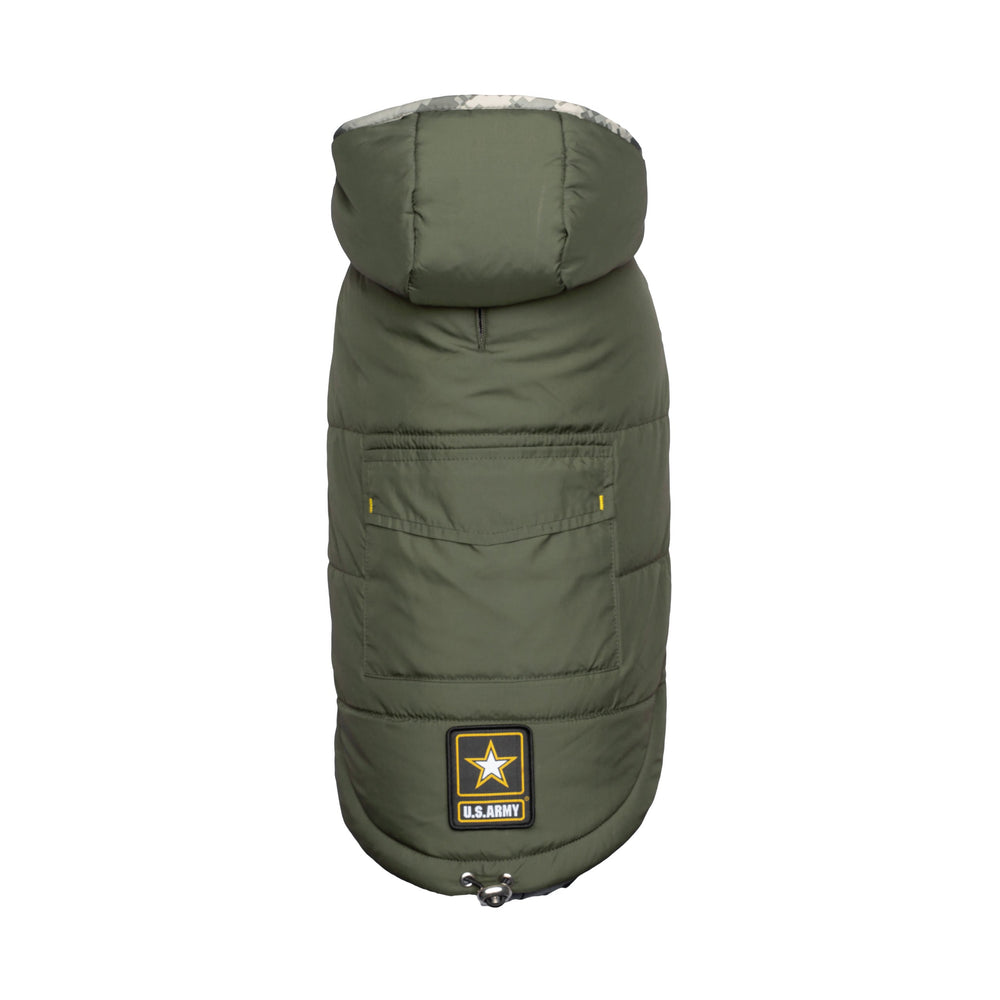 US Army® Dog Parka – Official Licensed Military Dog Coat in Dark Camo with Fleece Lining & Hood