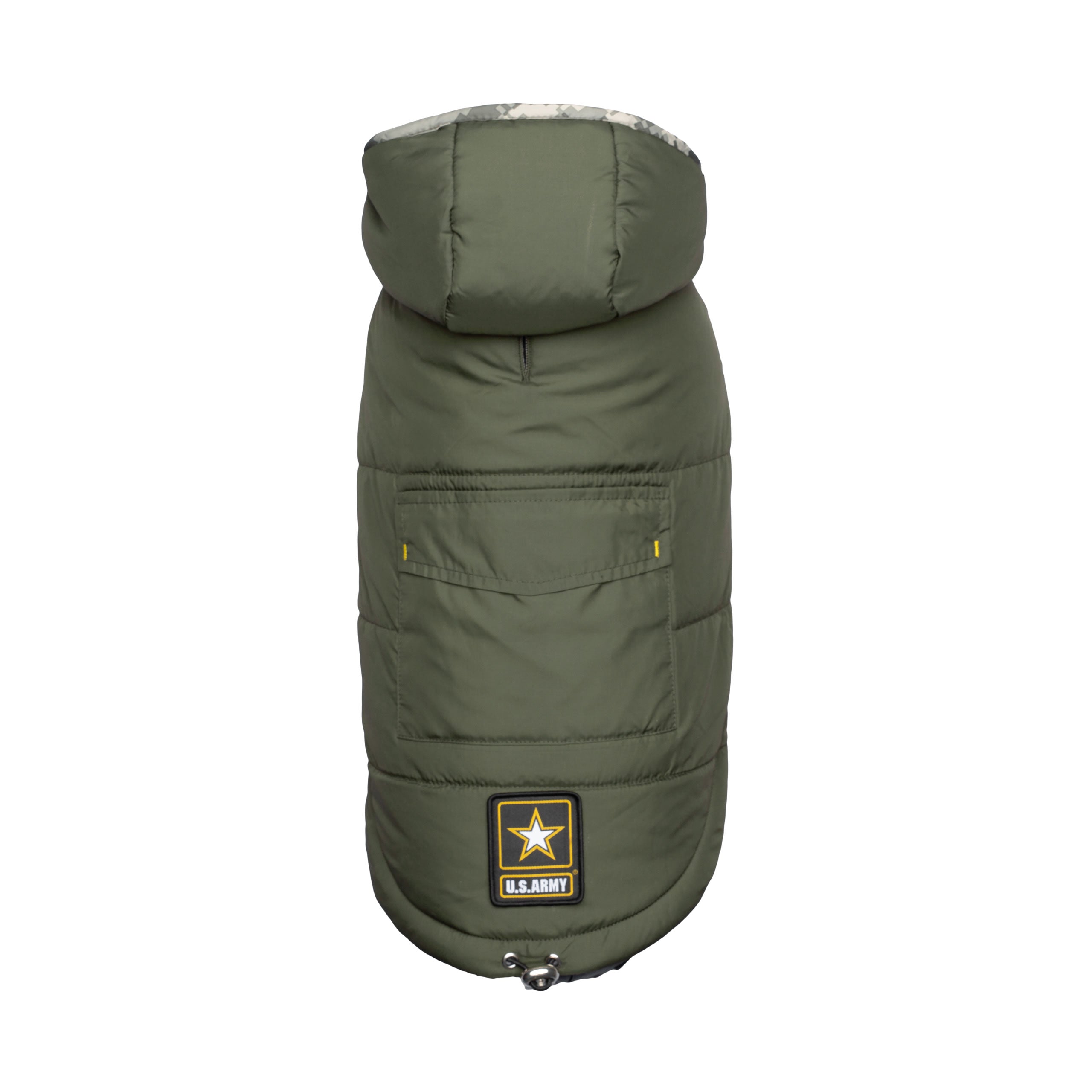 US Army® Dog Parka – Official Licensed Military Dog Coat in Dark Camo with Fleece Lining & Hood