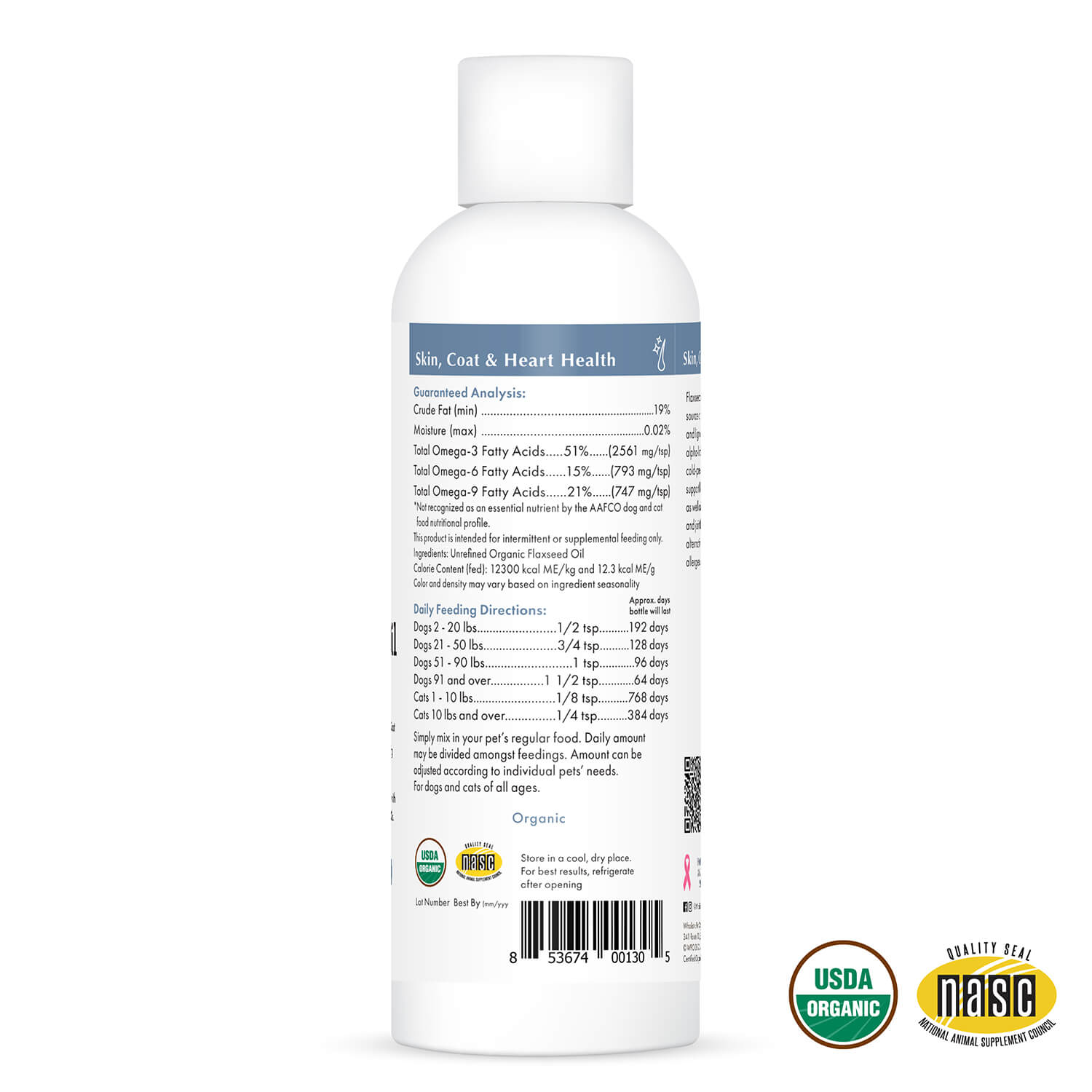Wholistic Flax Seed Oil™ for Dogs & Cats – Omega 3-6-9 Skin & Coat Supplement