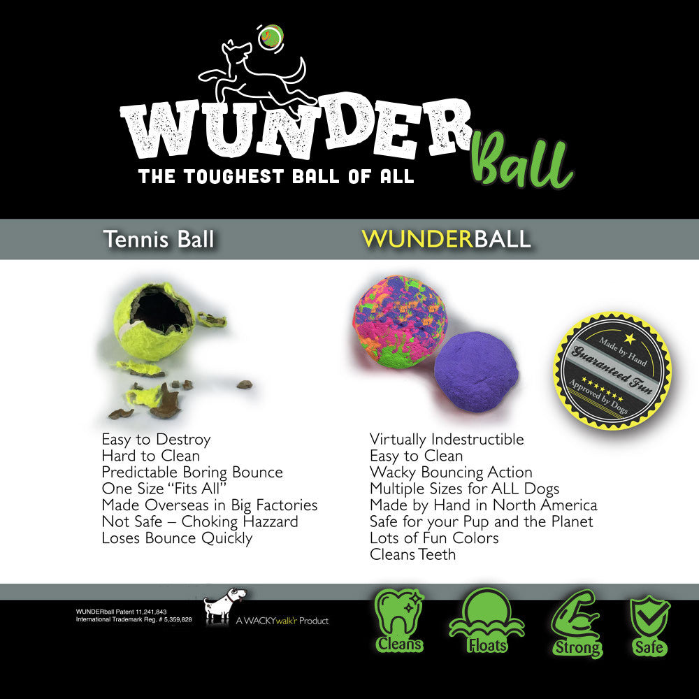 WUNDERball Natural Rubber Dog Ball – Durable Fetch Toy for Aggressive Chewers & Water Play