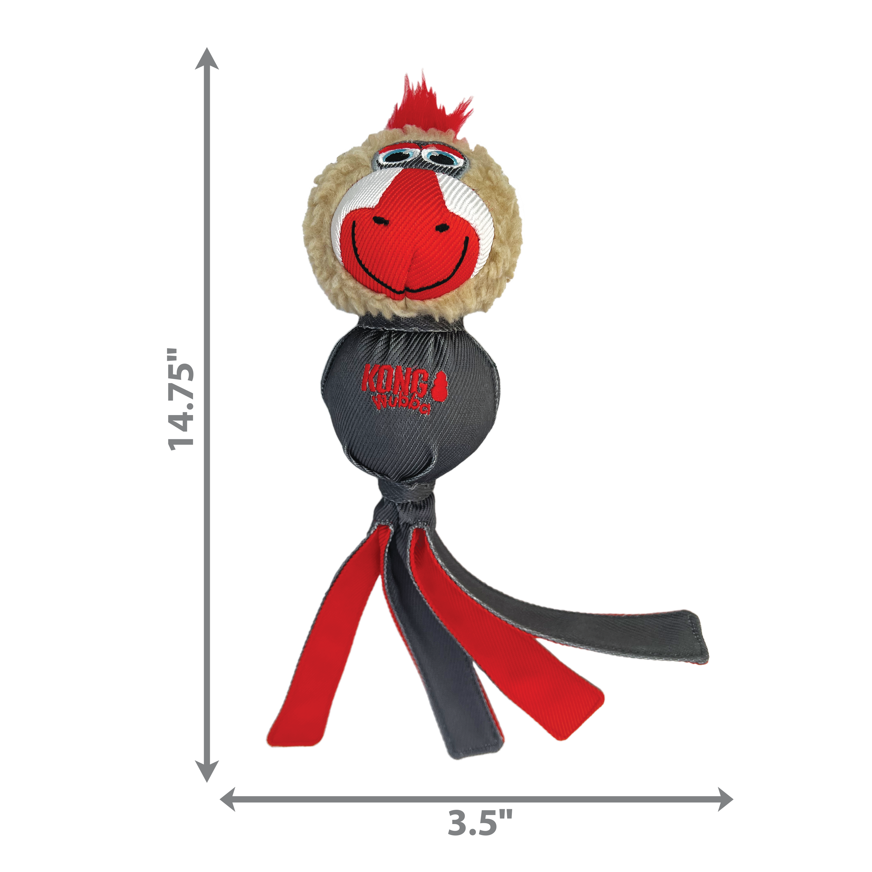 KONG Wubba Zoo Mandrill Dog Toy (Large) – Squeaky Plush Toss & Tug Toy for Interactive Play
