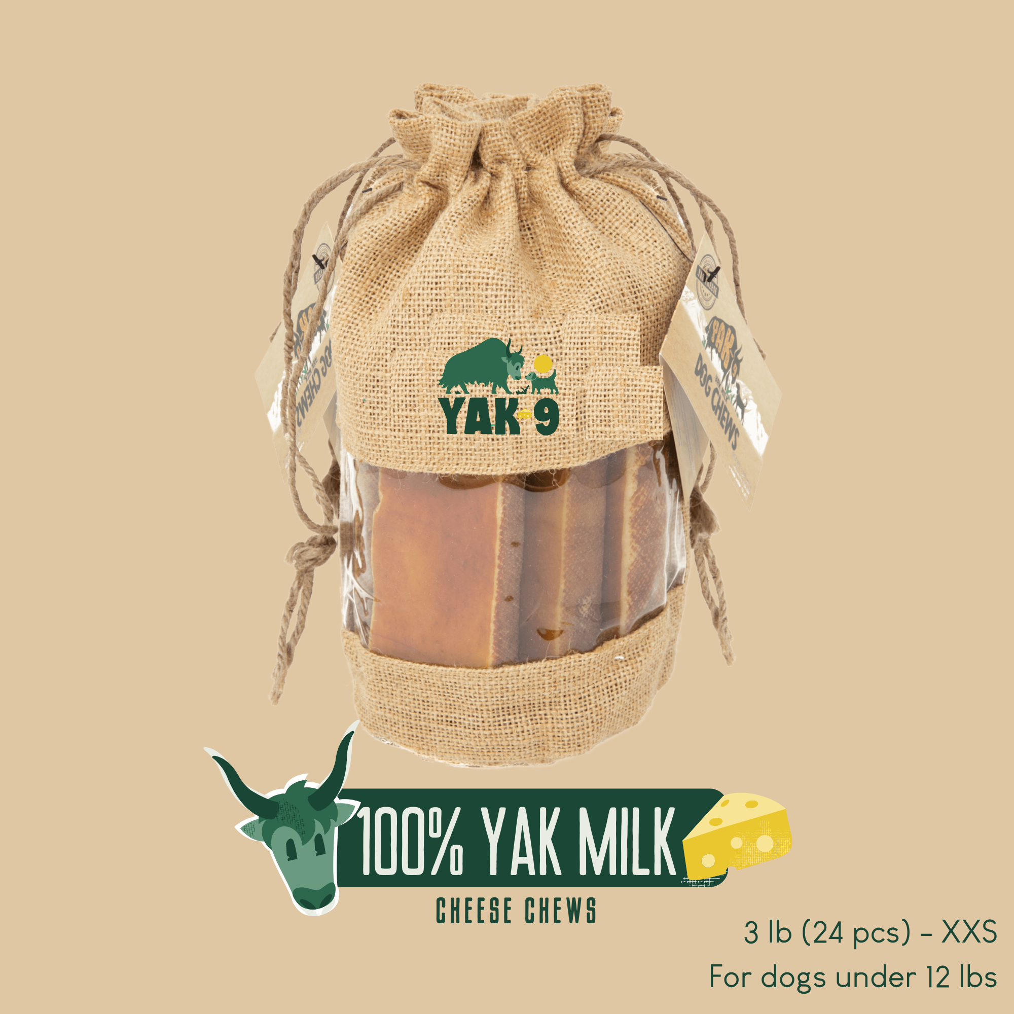 Yak9 Himalayan 100% Yak Cheese Dog Chews – Long-Lasting Natural Chews for Dental Health