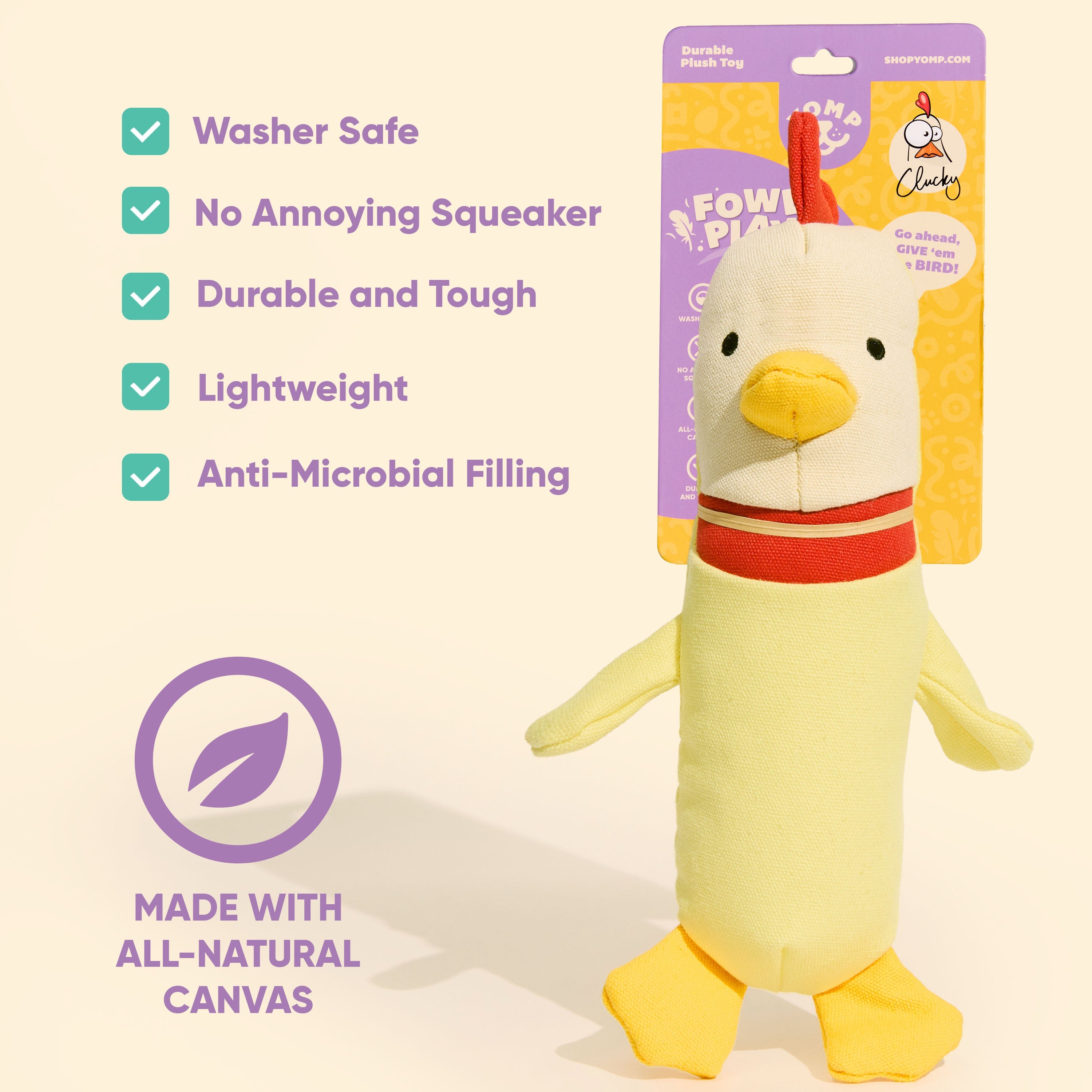 Clucky Plush Chicken Dog Toy – Durable Canvas Crinkle Toy