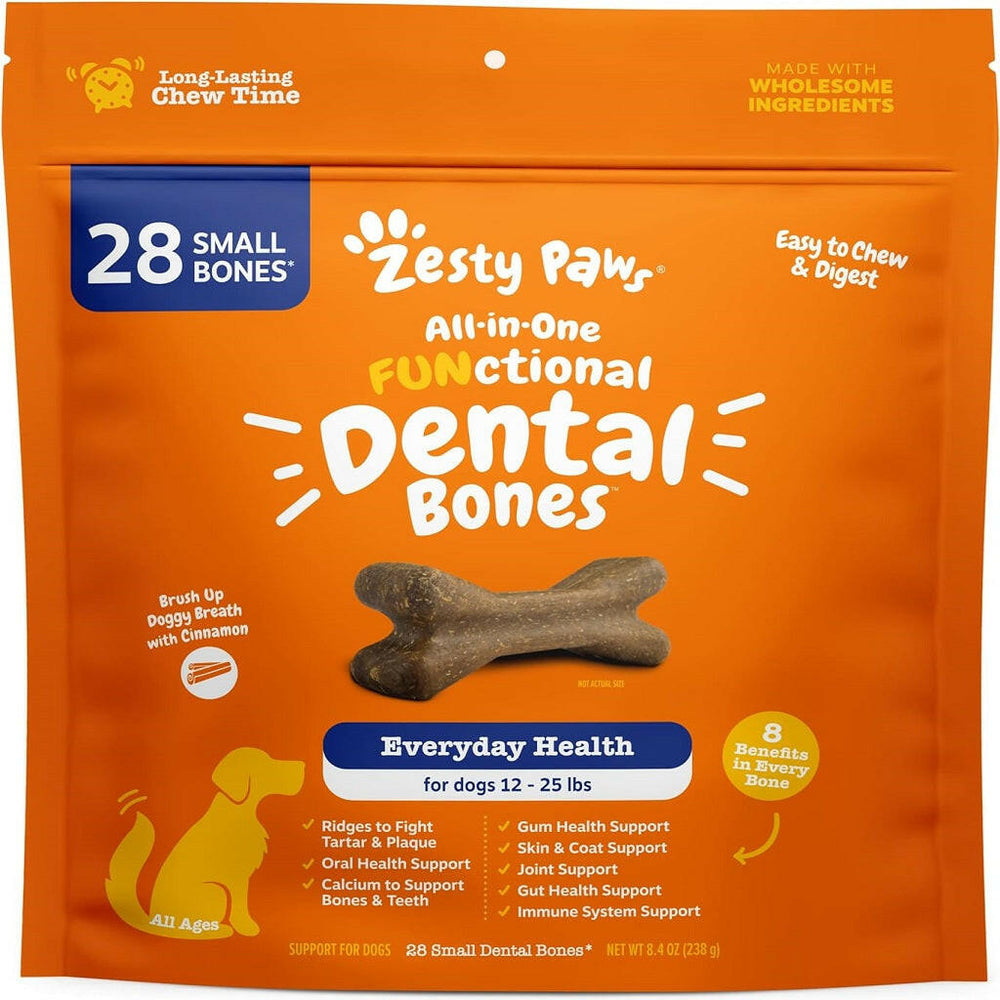 Zesty Paws All-in-One Dental Chews for Small Dogs – Functional Teeth, Breath & Bones (28 Ct)